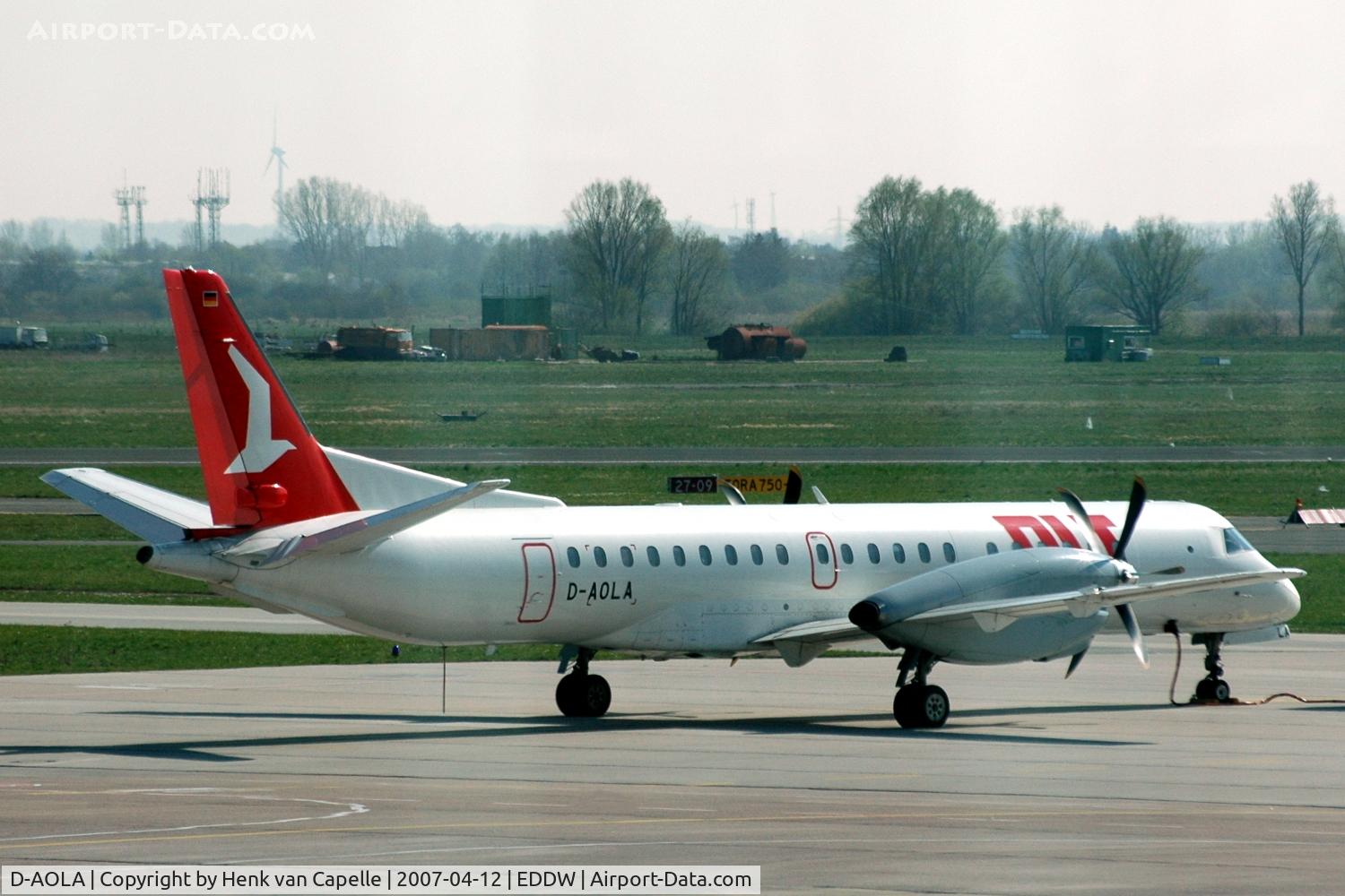 D-AOLA, 1994 Saab 2000 C/N 2000-008, Saab 2000 of OLT (Ostfriesische Lufttransport) parked at Bremen airport, Germany.