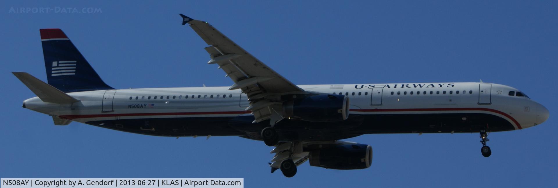 N508AY, 2008 Airbus A321-231 C/N 3740, US Airways, is here on finals at Las Vegas Int´l(KLAS)