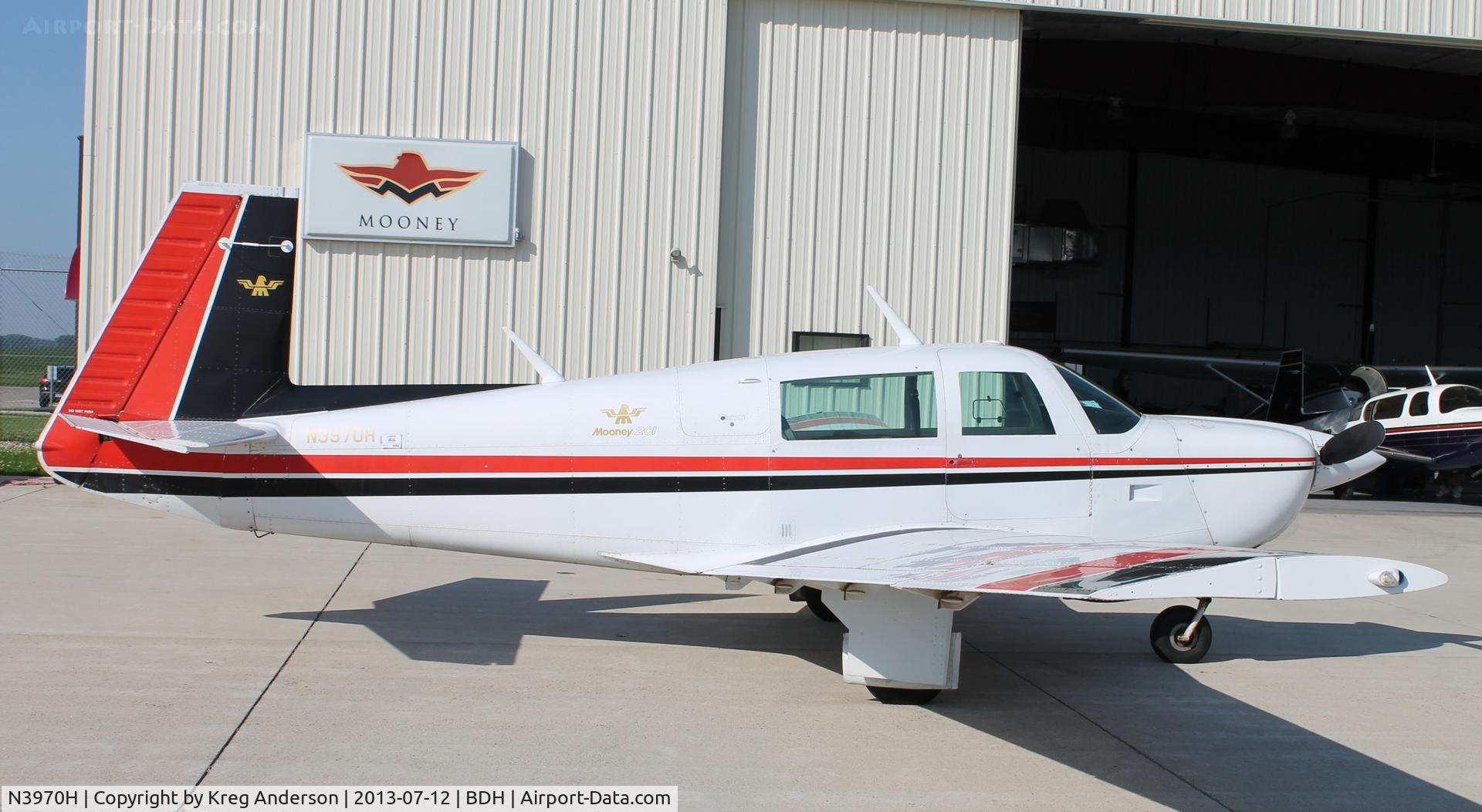 N3970H, 1980 Mooney M20J 201 C/N 24-0997, Mooney M20J on the ramp in Willmar, MN.