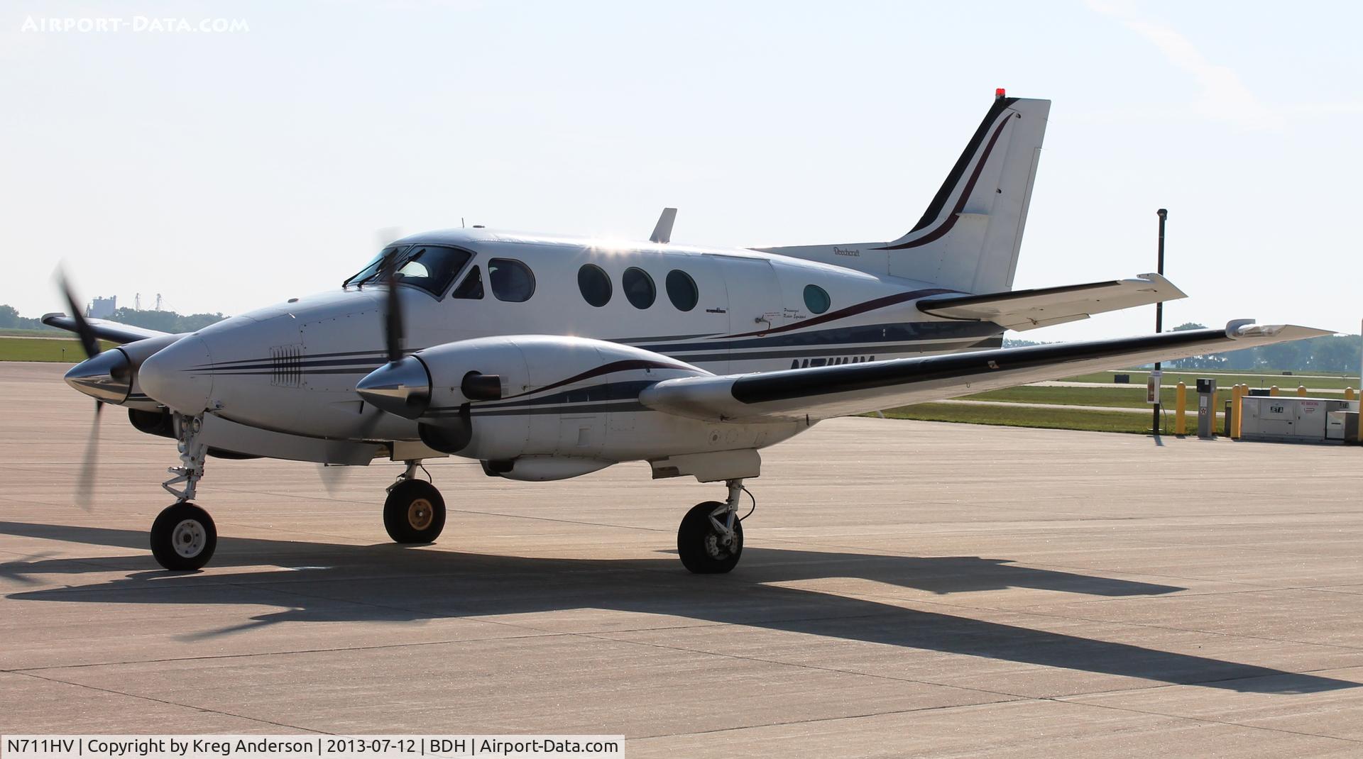 N711HV, Beech E-90 King Air C/N LW-246, Beech E-90 King Air on the ramp in Willmar, MN.