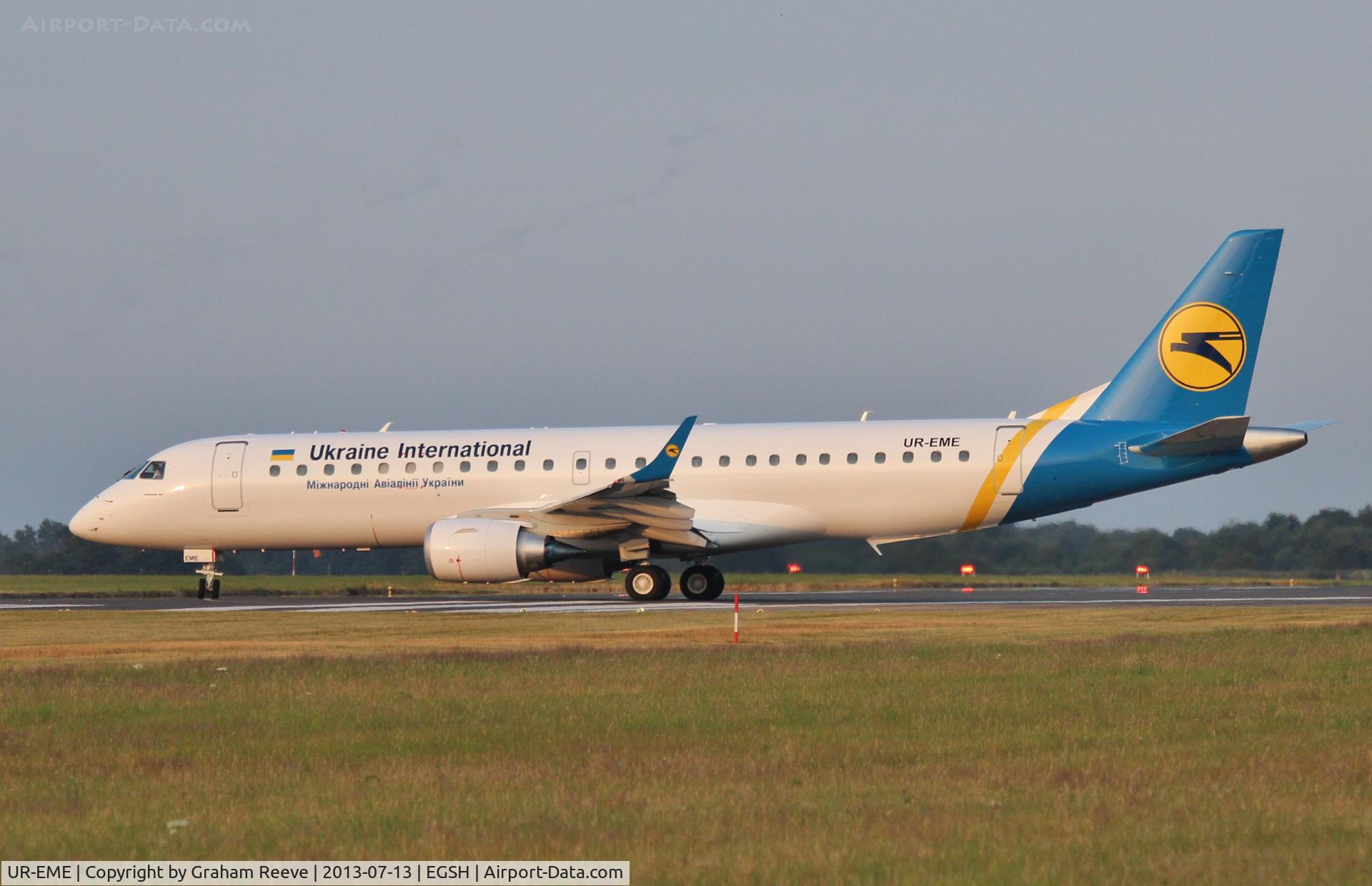 UR-EME, 2013 Embraer 190STD (ERJ-190-100) C/N 19000614, About to depart in the early evening sun.