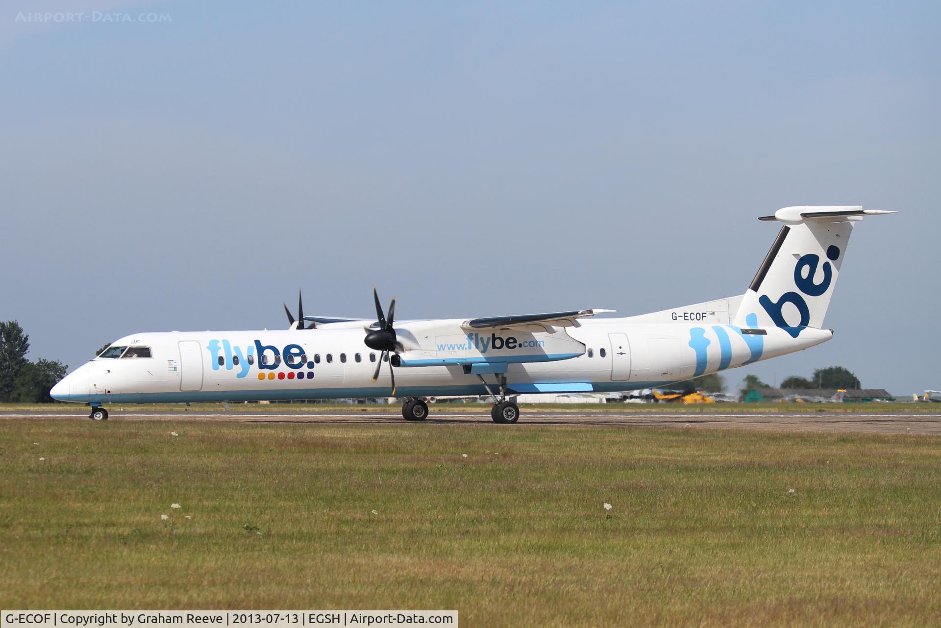 G-ECOF, 2008 De Havilland Canada DHC-8-402Q Dash 8 C/N 4216, About to depart on 09.