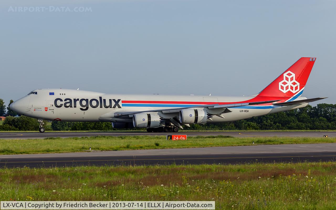 LX-VCA, 2010 Boeing 747-8F C/N 35808, decelerating after touchdown