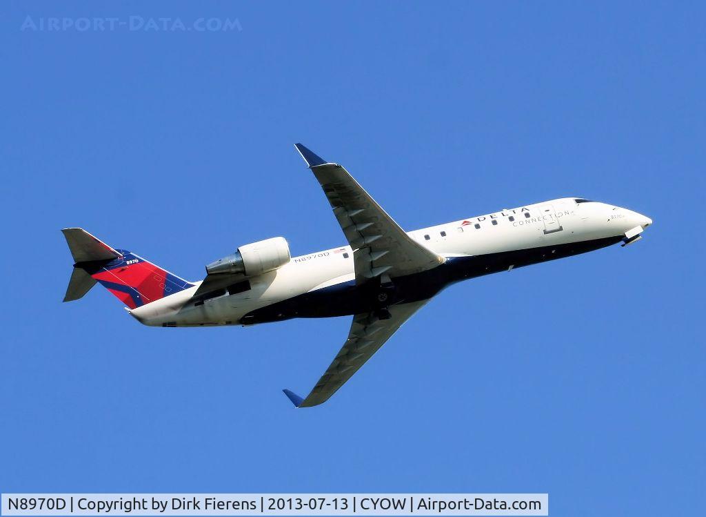 N8970D, 2004 Bombardier CRJ-200 (CL-600-2B19) C/N 7970, Leaving Ottawa and heading for Detroit (KDTW).