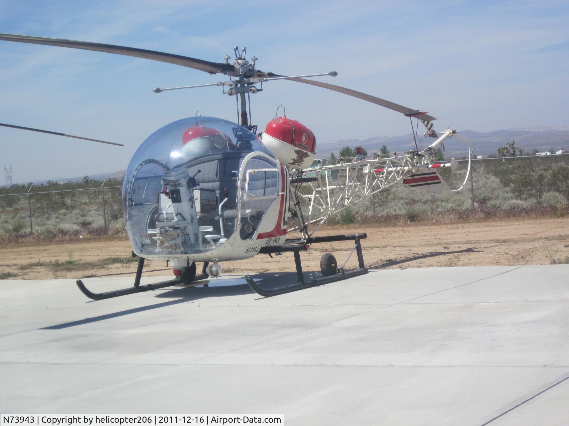 N73943, 1963 Bell 47G-4 C/N 2862, Sitting outside with blades tied down