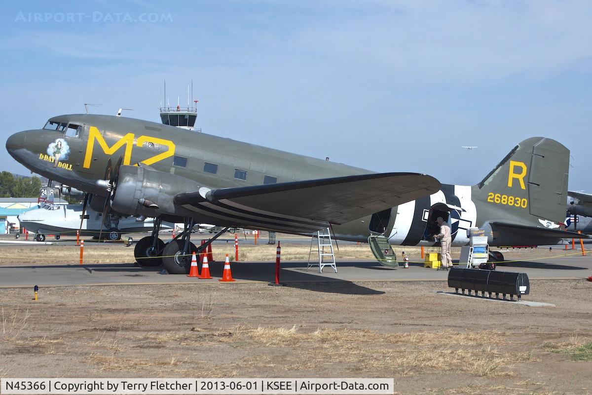 N45366, 1943 Douglas C-53D-DO Skytrooper (DC-3A) C/N 11757, At 2013 Wings Over Gillespie Airshow , San Diego , California
