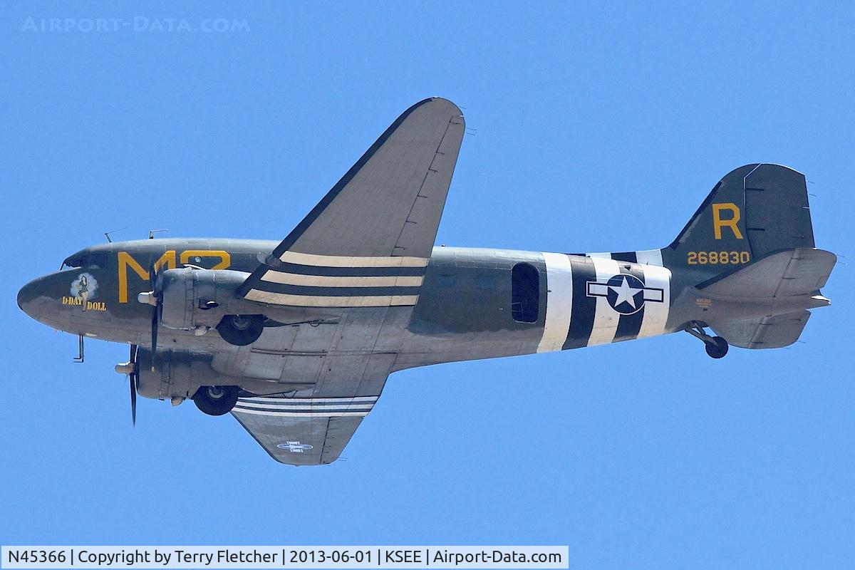 N45366, 1943 Douglas C-53D-DO Skytrooper (DC-3A) C/N 11757, At 2013 Wings Over Gillespie Airshow , San Diego , California