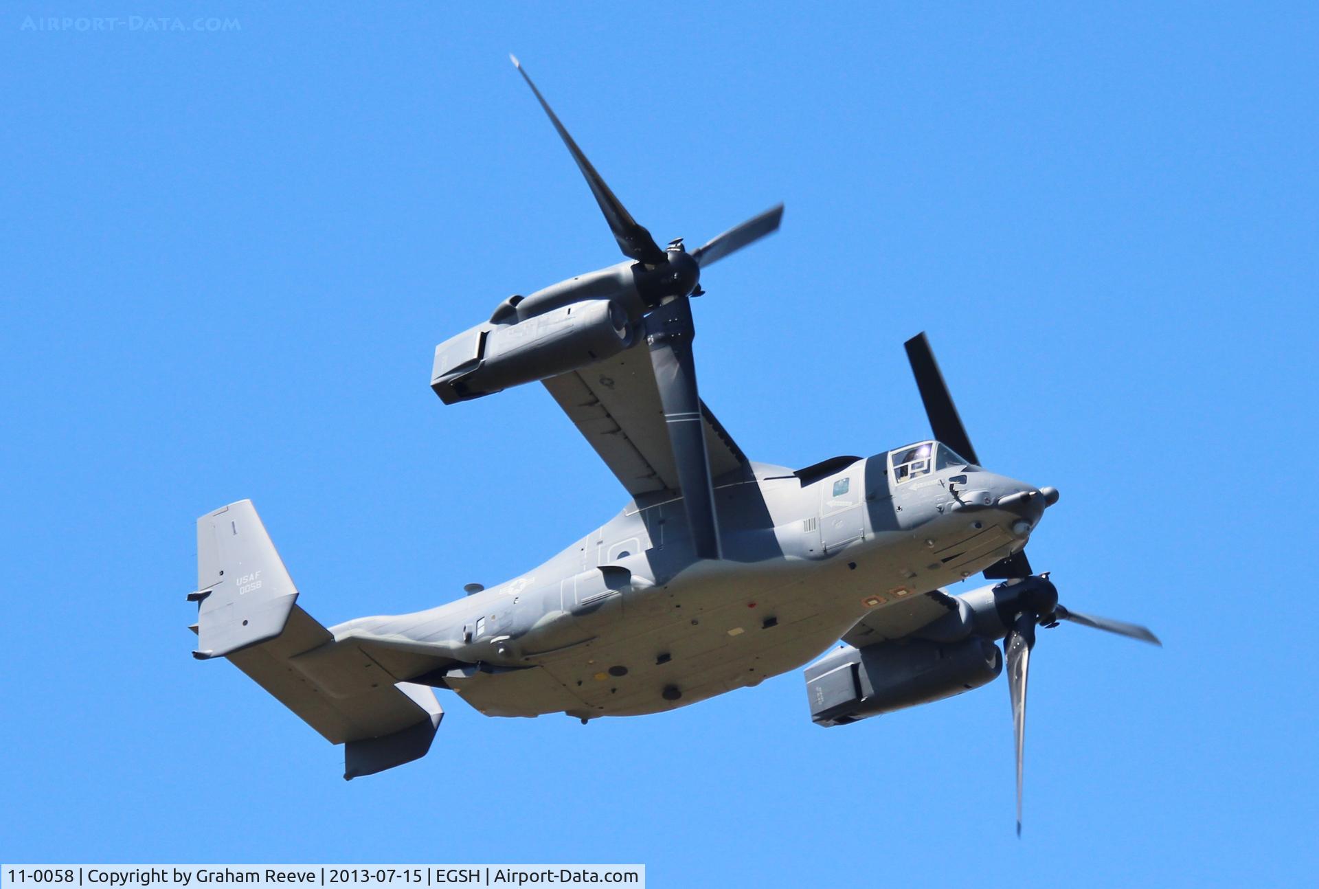 11-0058, 2011 Bell-Boeing CV-22B Osprey C/N D1037, A very unusual visitor to Norwich.