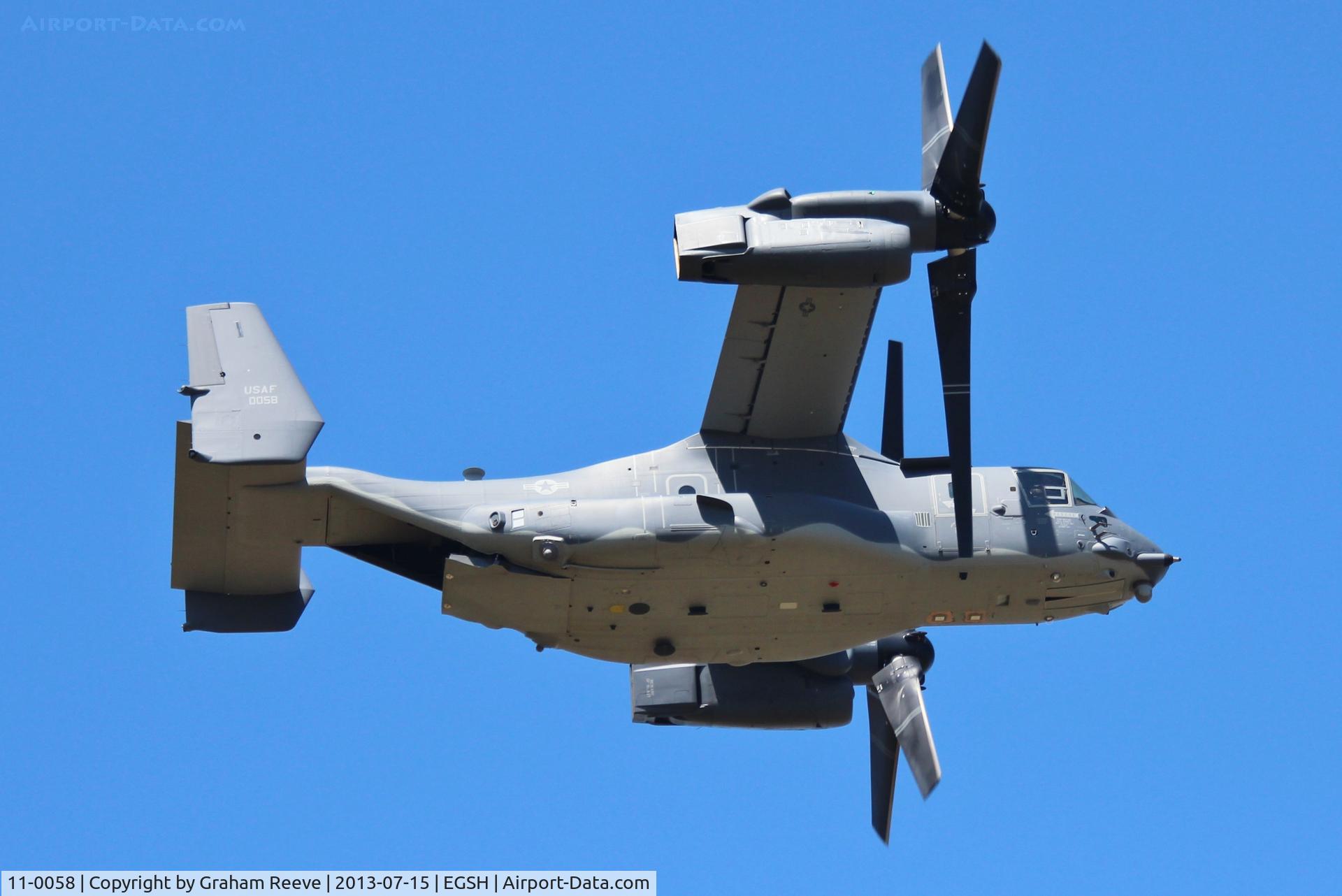 11-0058, 2011 Bell-Boeing CV-22B Osprey C/N D1037, A very unusual visitor to Norwich.