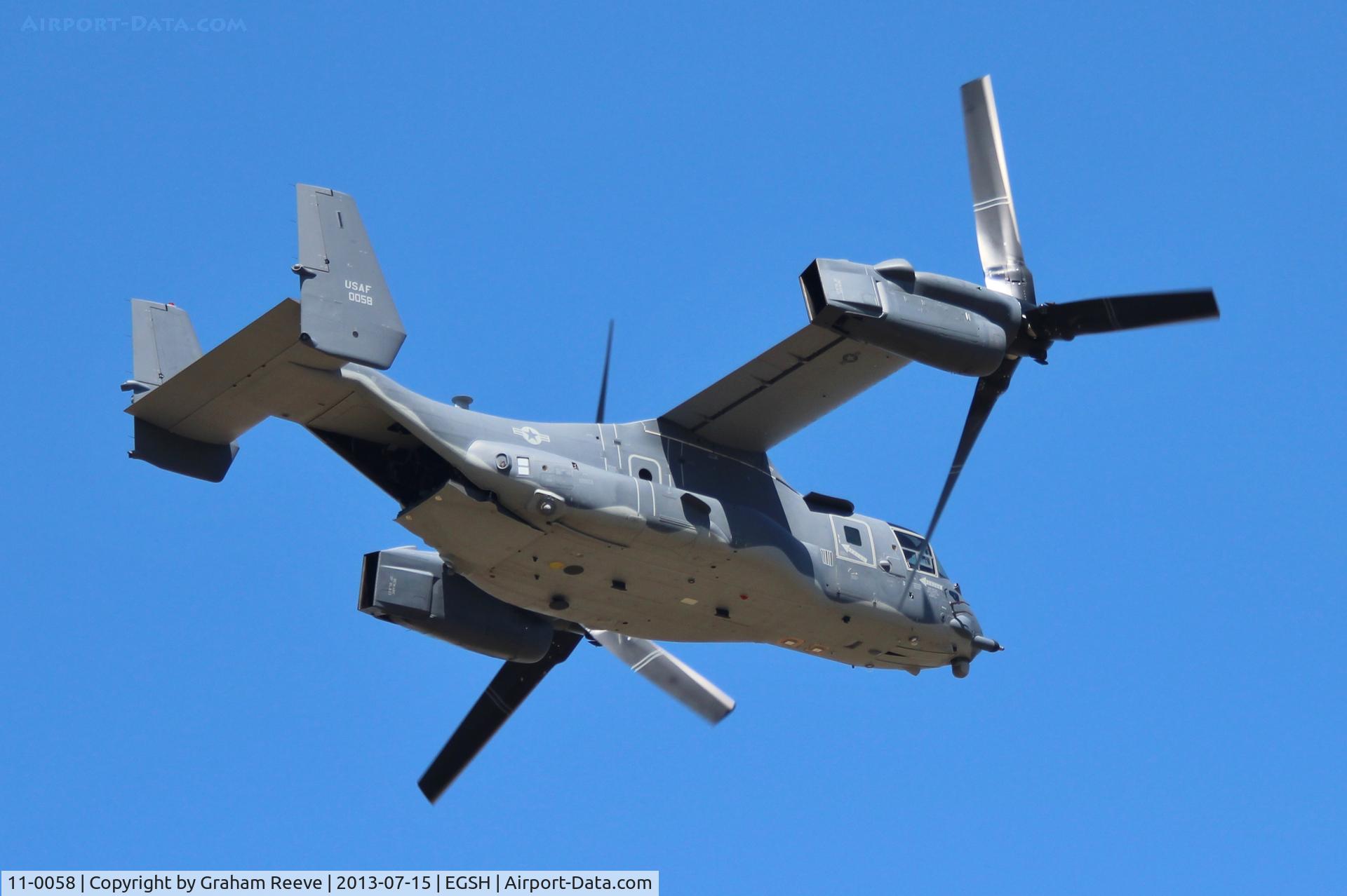 11-0058, 2011 Bell-Boeing CV-22B Osprey C/N D1037, A very unusual visitor to Norwich.