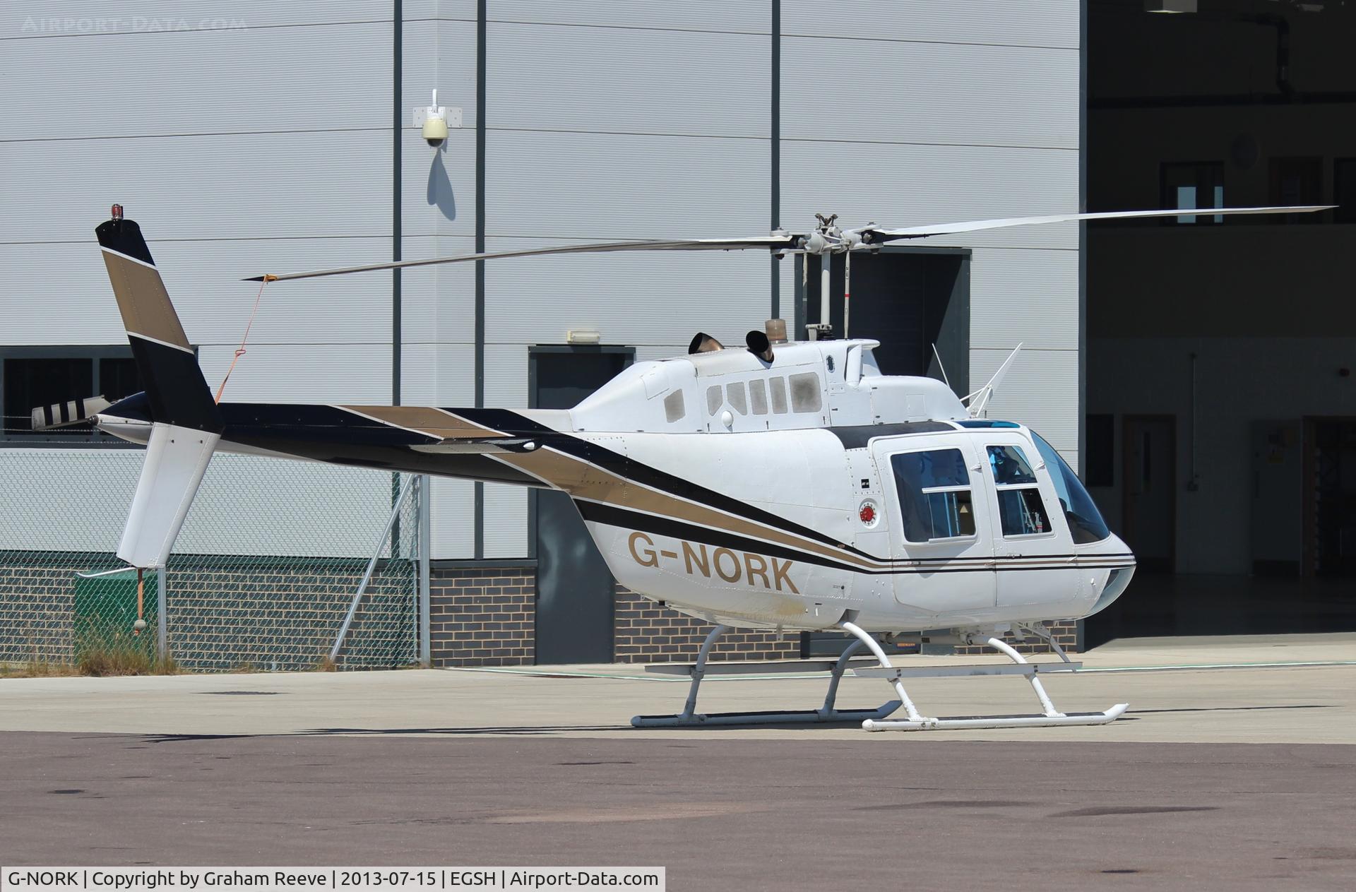 G-NORK, 1982 Bell 206B JetRanger III C/N 3615, Parked at Norwich.