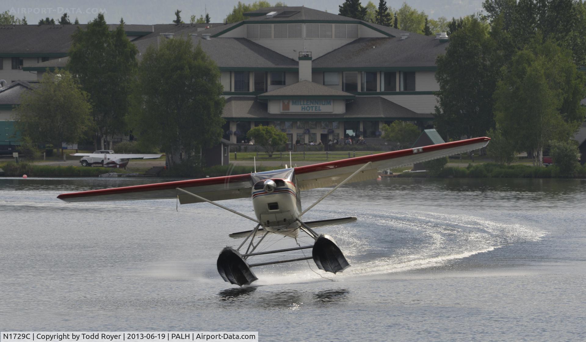 N1729C, 1953 Cessna 180 C/N 30429, Departing Lake Hood