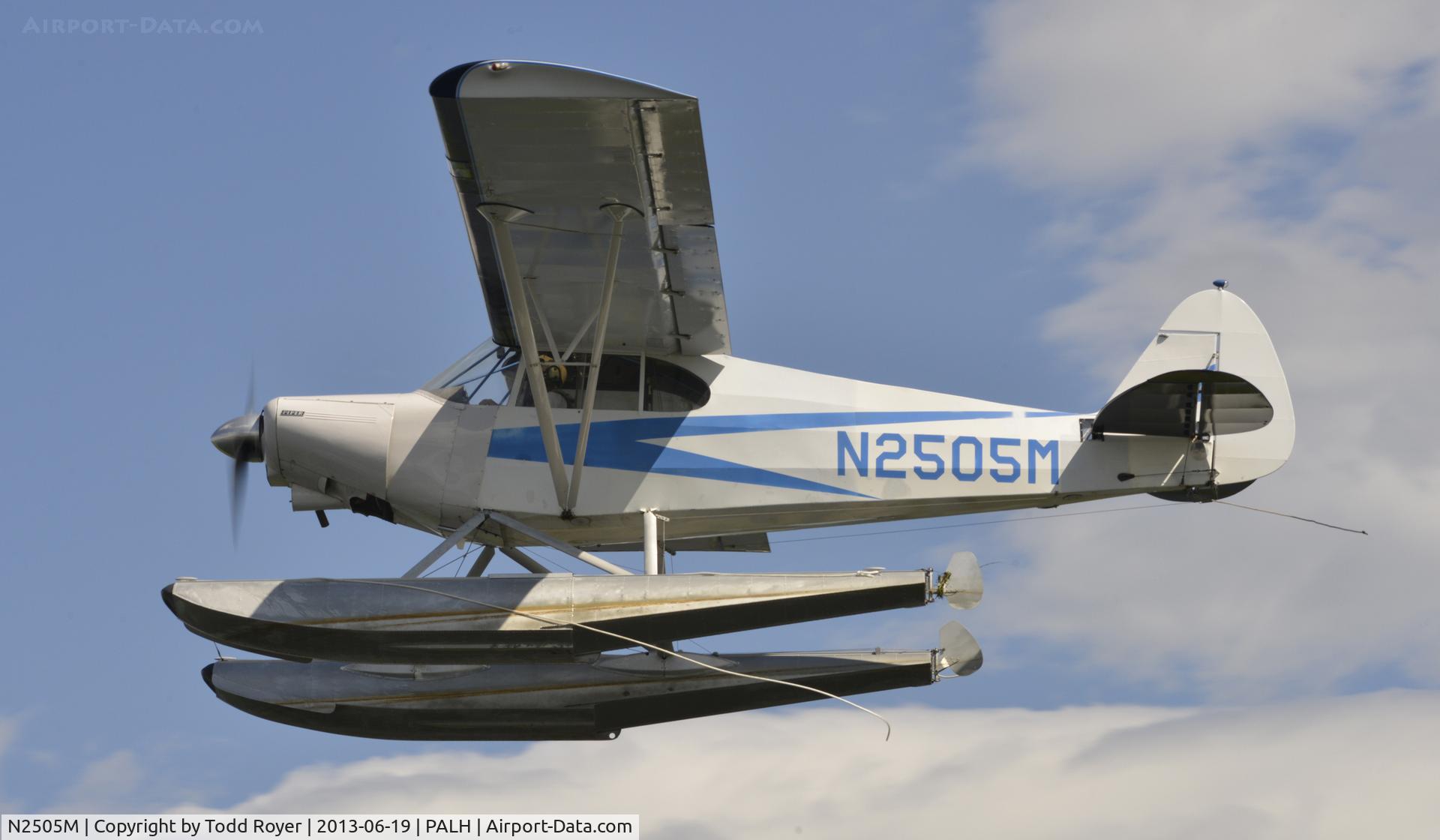 N2505M, 1946 Piper PA-12 Super Cruiser C/N 12-1003, Departing Lake Hood