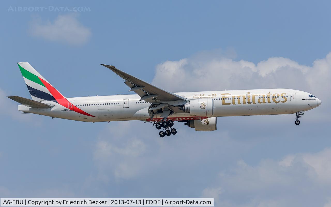 A6-EBU, 2006 Boeing 777-31H/ER C/N 34484, on final at Frankfurt