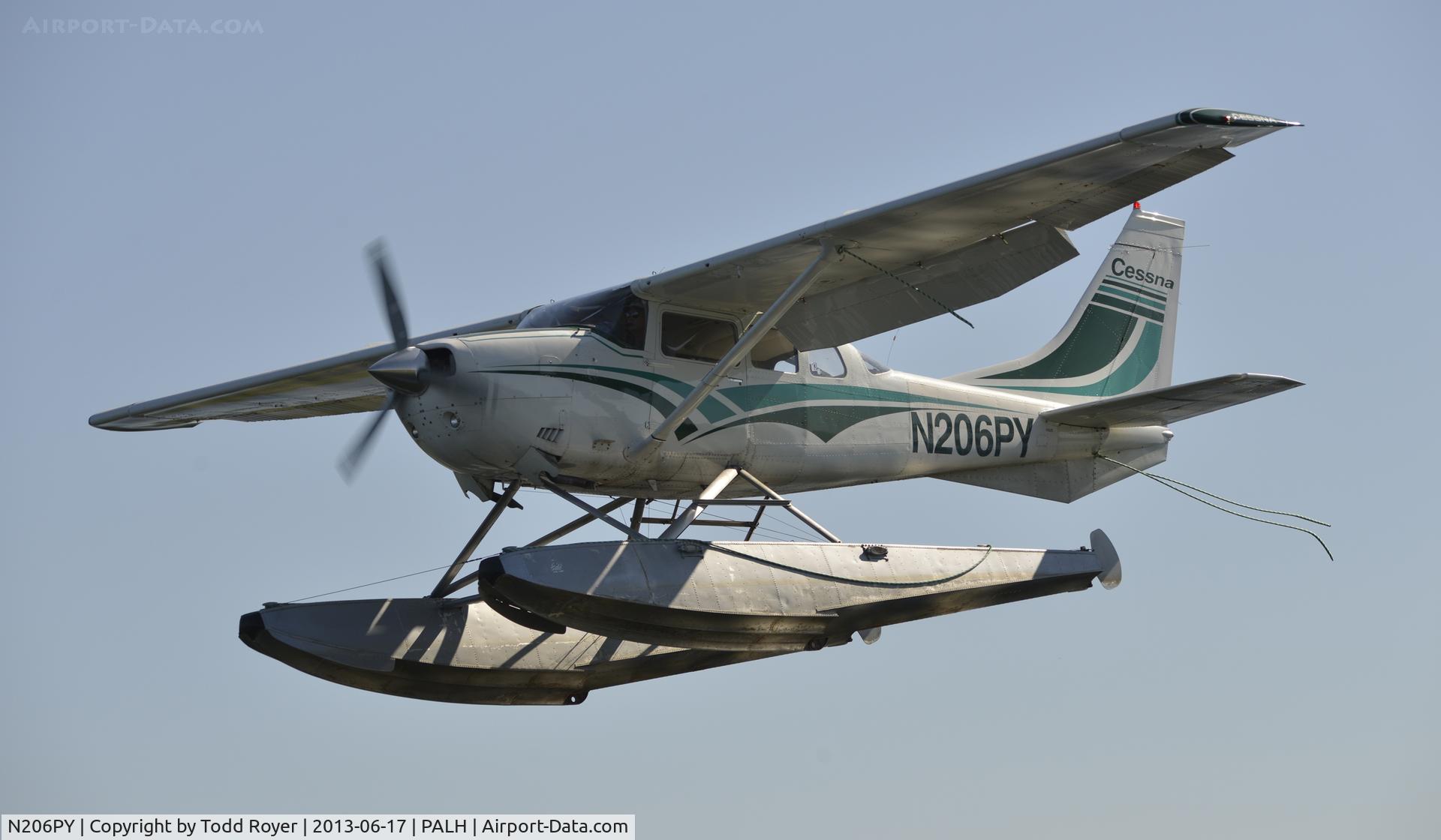 N206PY, 1975 Cessna U206F Stationair C/N U20602795, Landing at Lake Hood