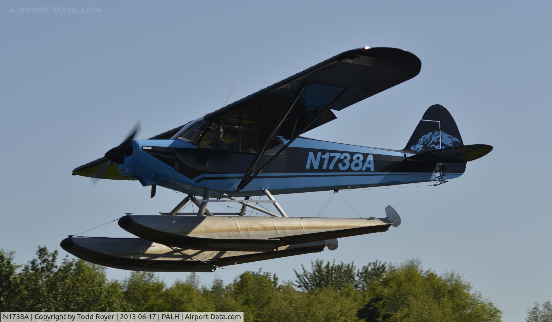 N1738A, 1952 Piper PA-18 C/N 18-1311, Departing Lake Hood