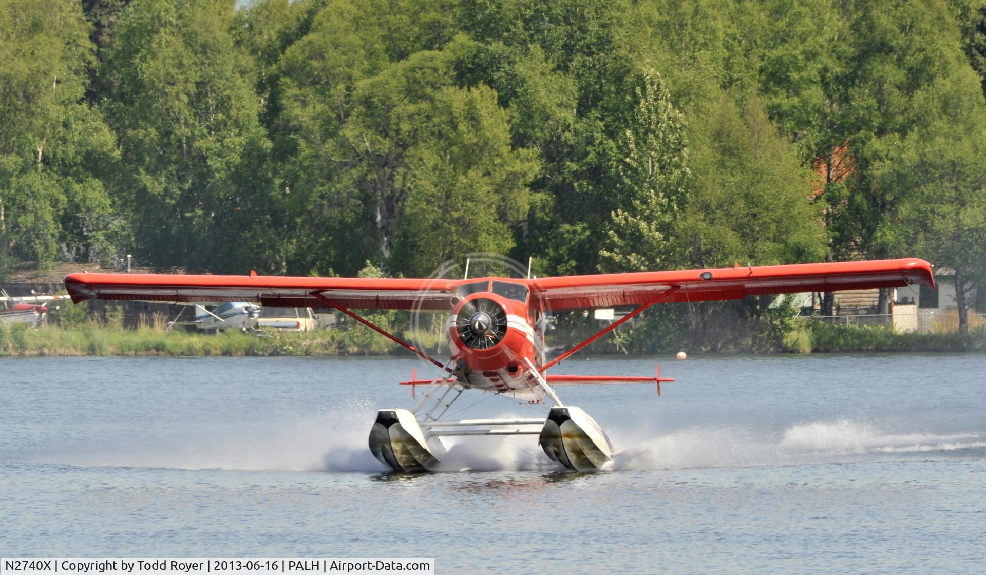 N2740X, 1953 De Havilland Canada DHC-2 Beaver Mk.I C/N 579, Departing Lake Hood