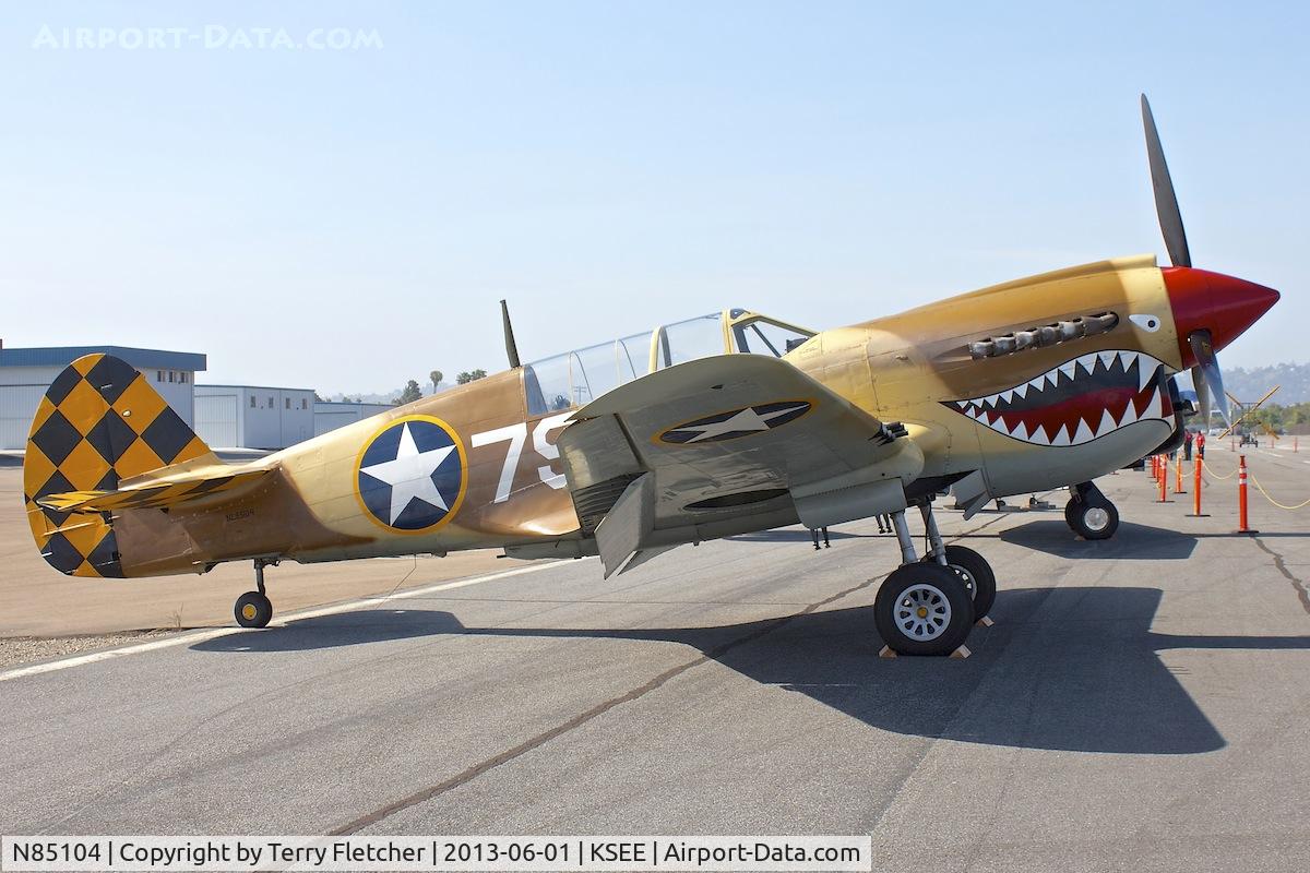 N85104, Curtiss P-40N-5CU Kittyhawk C/N 28954/F858, At 2013 Wings Over Gillespie Airshow , San Diego , California
