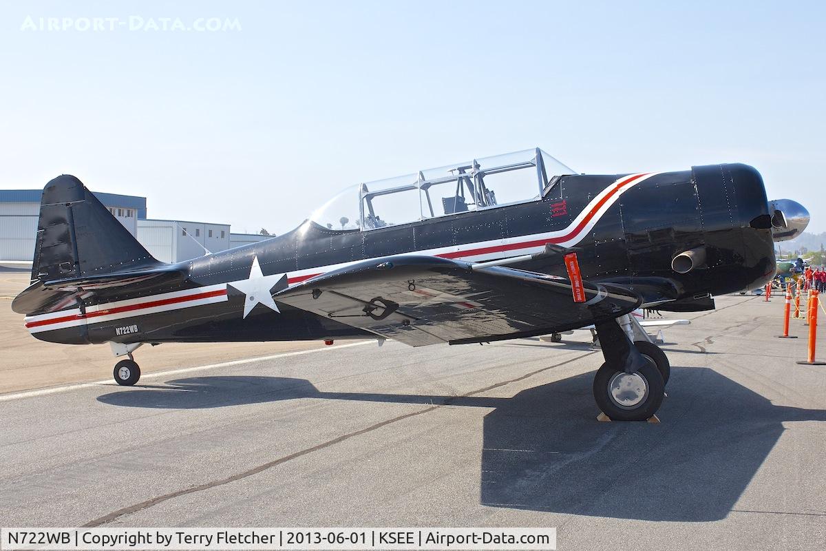 N722WB, 1960 North American T-6G Texan C/N 168-345, At 2013 Wings Over Gillespie Airshow , San Diego , California