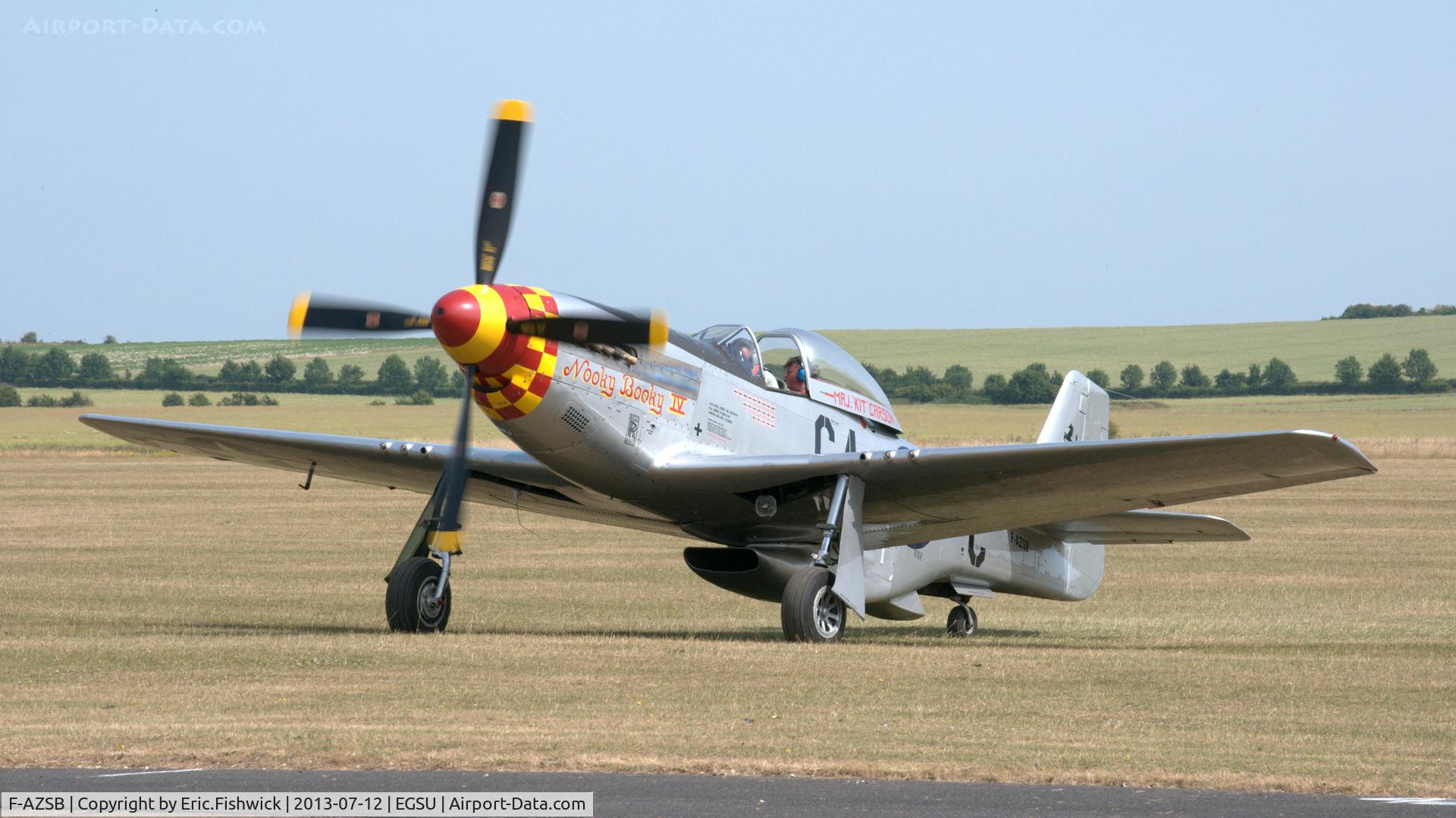 F-AZSB, 1944 North American P-51D Mustang C/N 122-40967, 3. F-AZSB on the eve of Flying Legends Air Show, Duxford - July 2013.