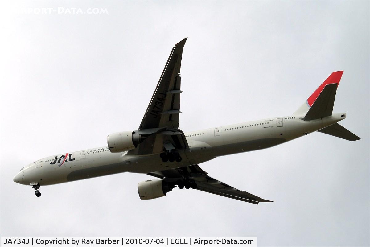 JA734J, 2005 Boeing 777-346/ER C/N 32433, Boeing 777-346 [32433] (Japan Airlines) Home~G 04/07/2010. On approach 27R.