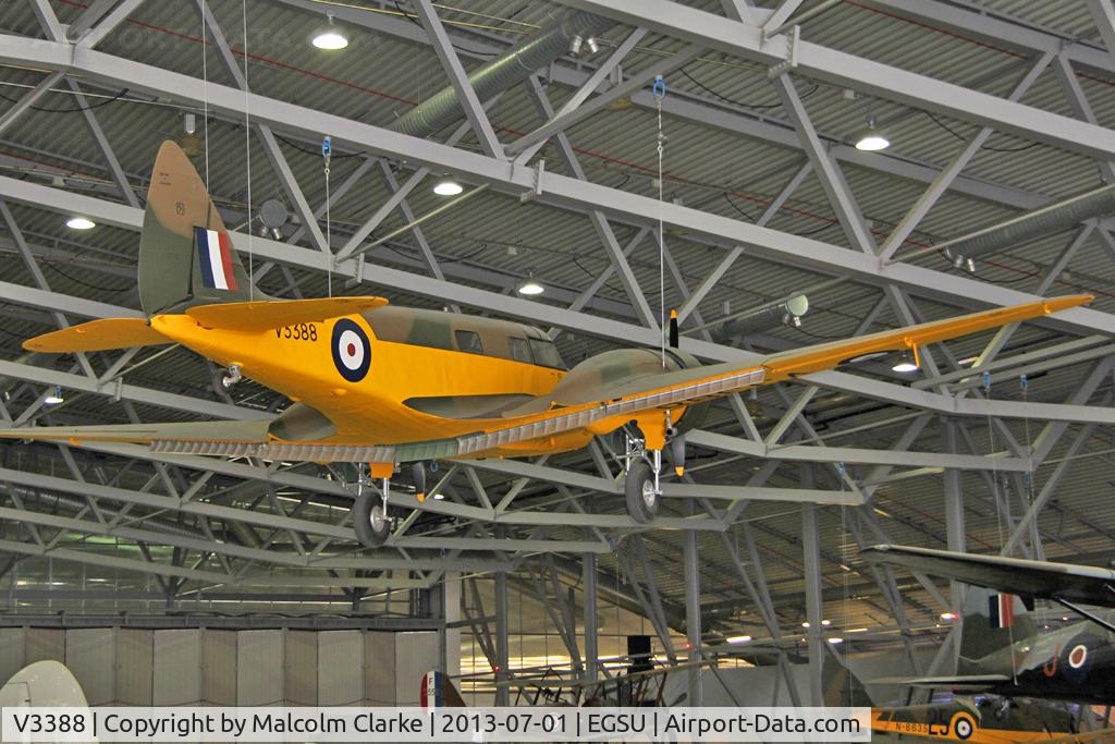 V3388, 1940 Airspeed AS.10 Oxford I C/N 3083, Airspeed AS-10 Oxford I. Suspended from the roof in AirSpace, Imperial War Museum Duxford, July 2013.