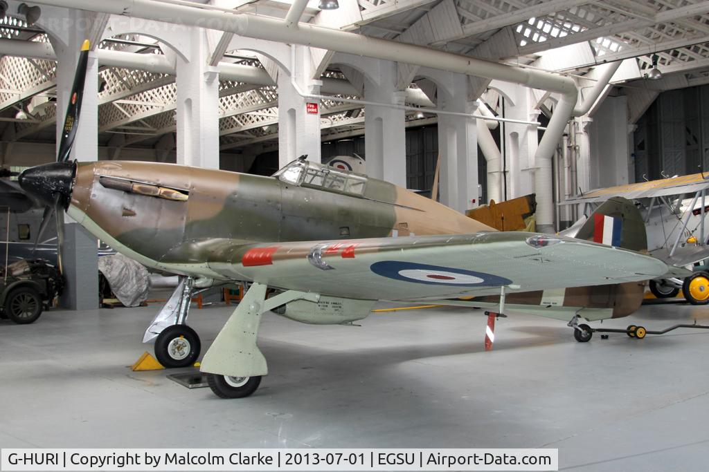G-HURI, 1942 Hawker (CCF) Hurricane Mk12A C/N 72036, Hawker Hurricane XIIa. At The Imperial War Museum, Duxford July 2013.