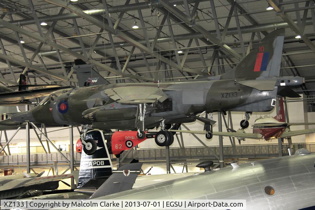 XZ133, 1976 Hawker Siddeley Harrier GR.3 C/N 712192, Hawker Siddeley Harrier GR.3. Suspended from the roof in AirSpace, Imperial War Museum Duxford, July 2013.
