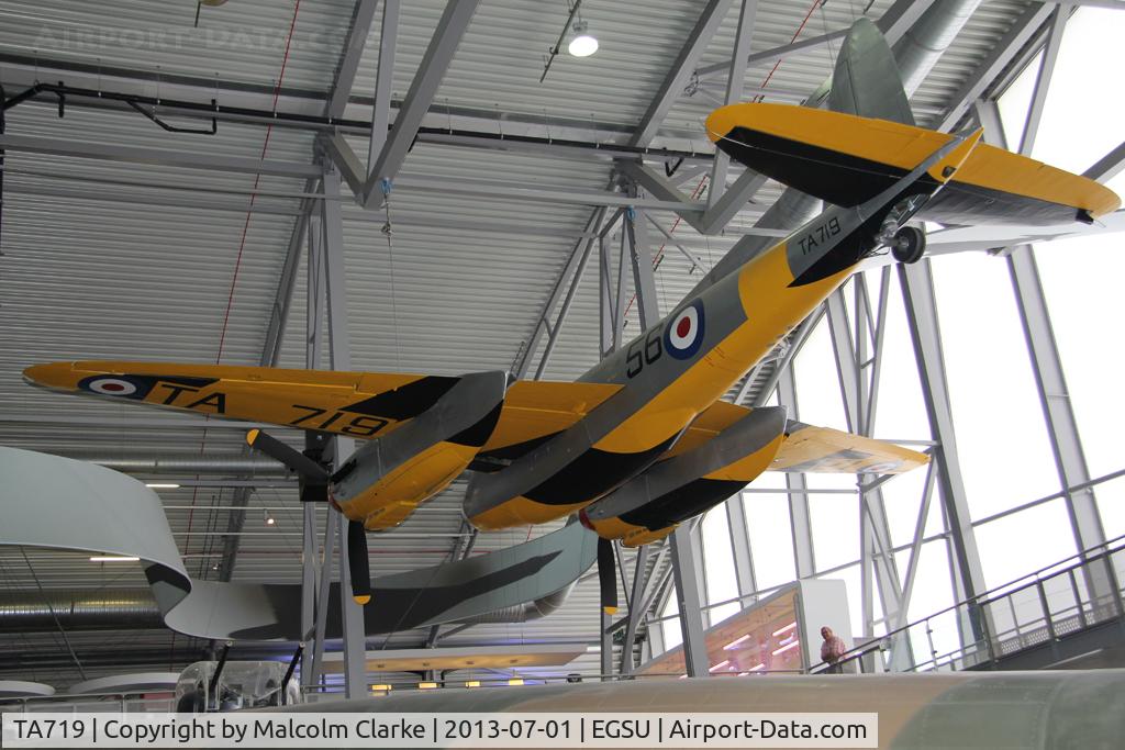 TA719, De Havilland DH-98 Mosquito TT.35 C/N Not found TA719, De Havilland DH-98 Mosquito TT35. Suspended from the roof in AirSpace, Imperial War Museum Duxford, July 2013.