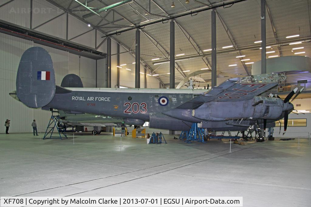 XF708, Avro 716 Shackleton MR.3/3 C/N Not found XF708, Avro 716 Shackleton MR.3/3. In the Preparation Area, AirSpace hangar, Imperial War Museum Duxford, July 2013.