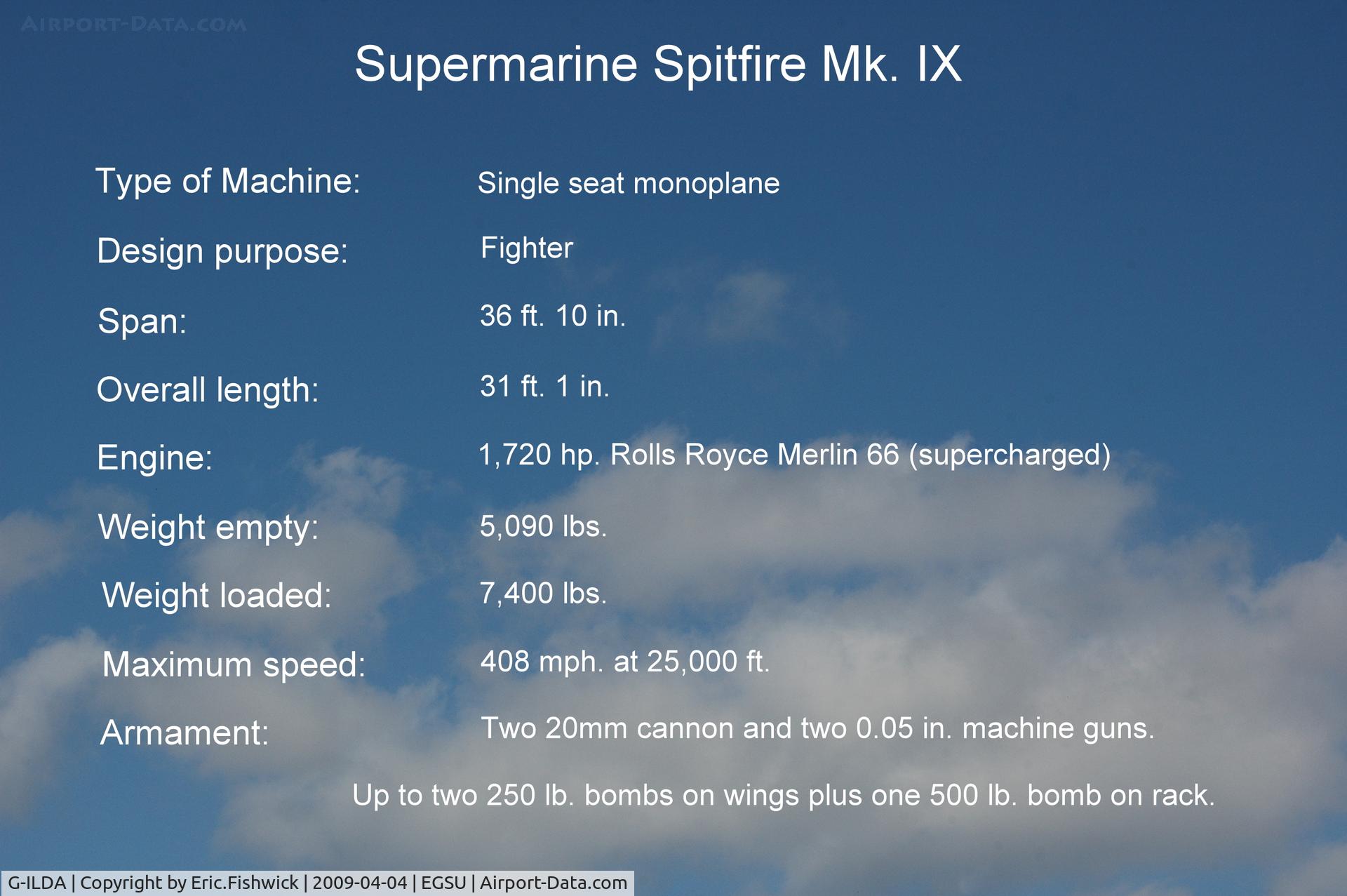 G-ILDA, 1944 Supermarine 509 Spitfire TR.IXc C/N CBAF.10164, DESCRIPTION