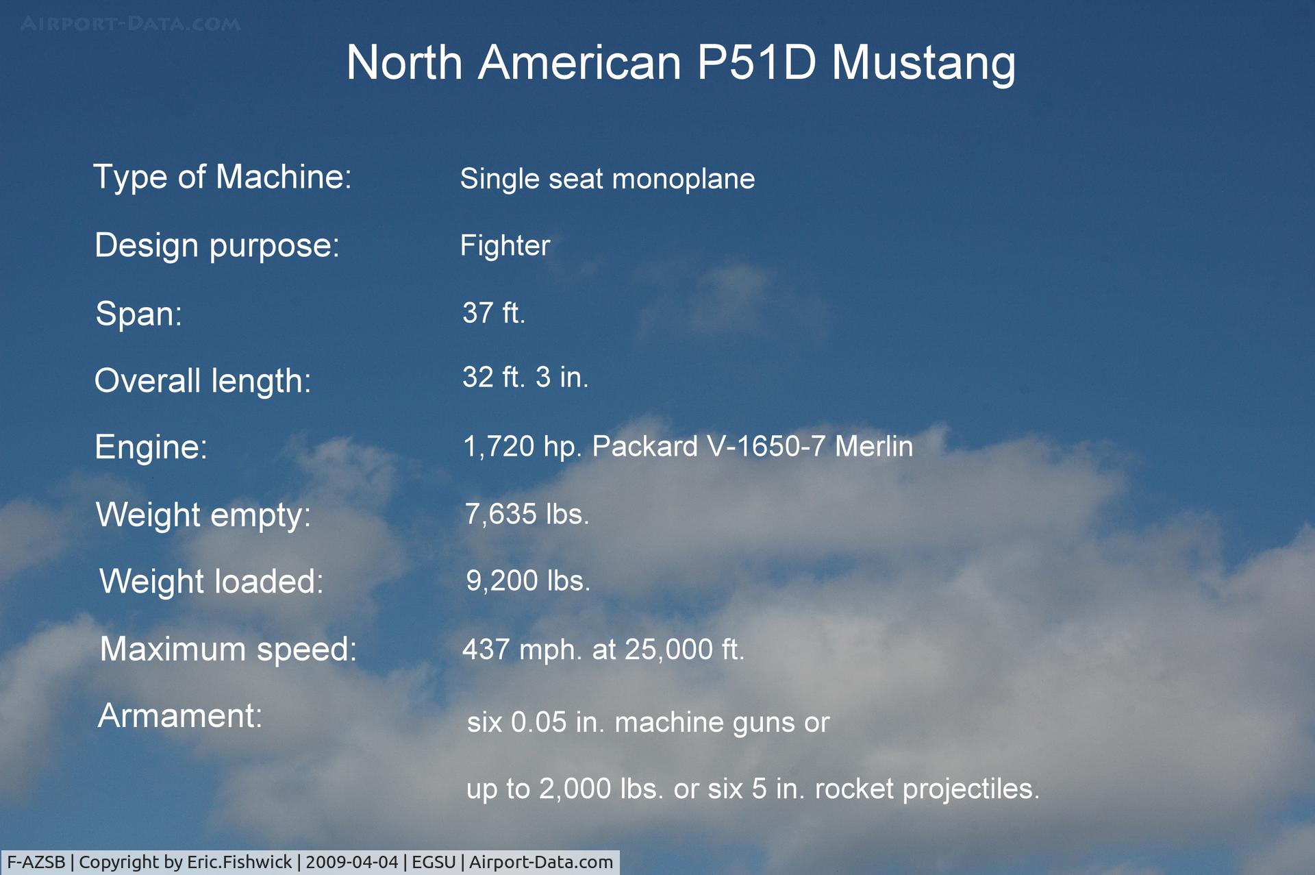 F-AZSB, 1944 North American P-51D Mustang C/N 122-40967, DESCRIPTION
