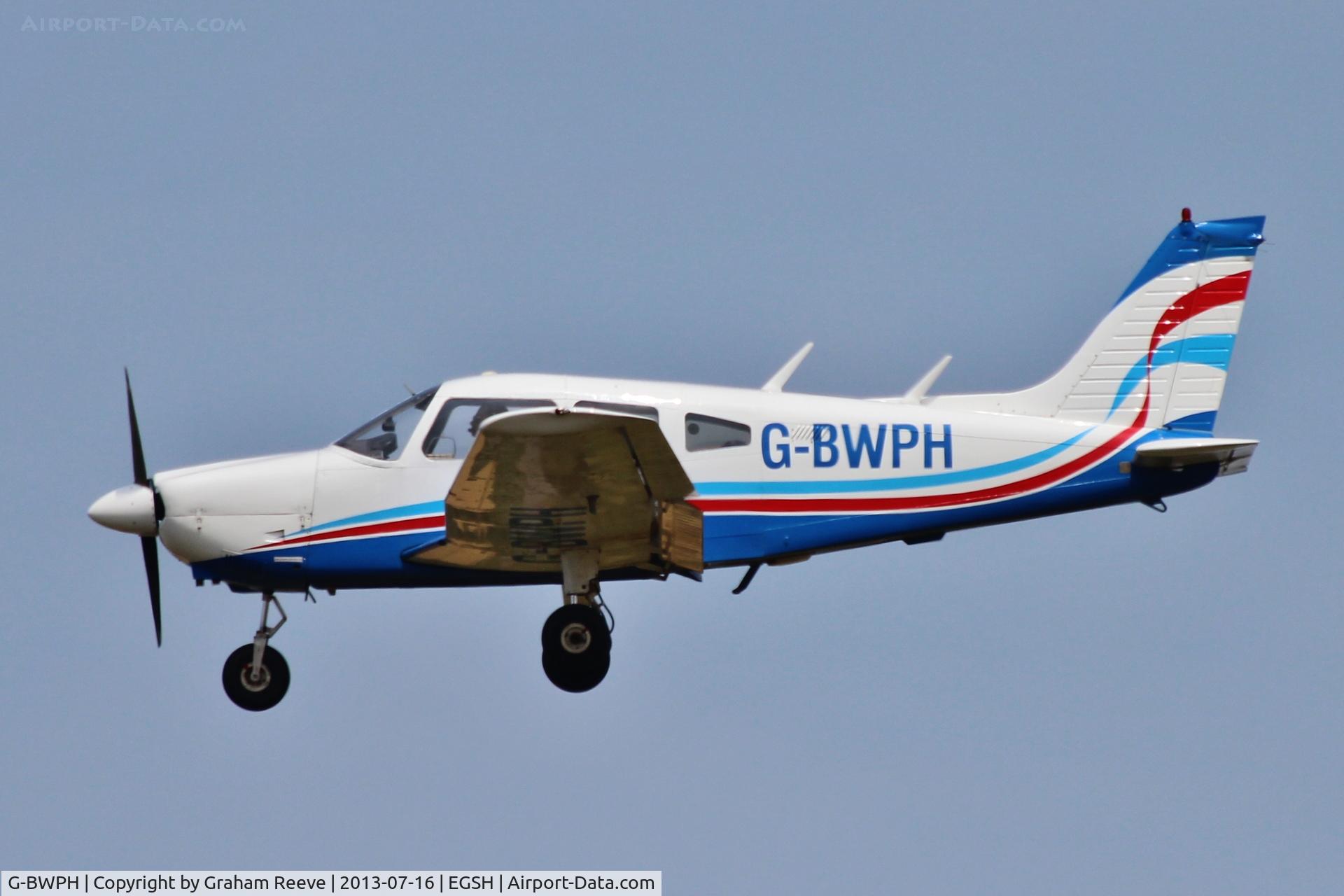 G-BWPH, 1977 Piper PA-28-181 Cherokee Archer II C/N 28-7790311, About to land at Norwich.