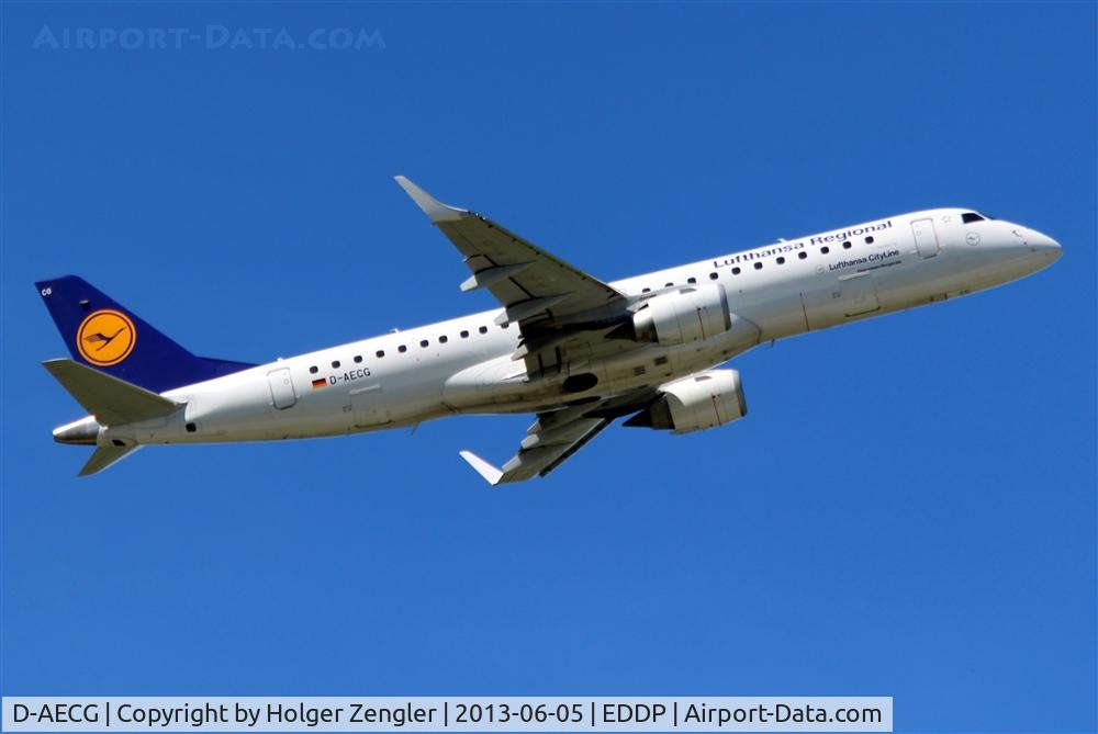 D-AECG, 2010 Embraer 190LR (ERJ-190-100LR) C/N 19000368, Climbing blue sky for return to FRA....