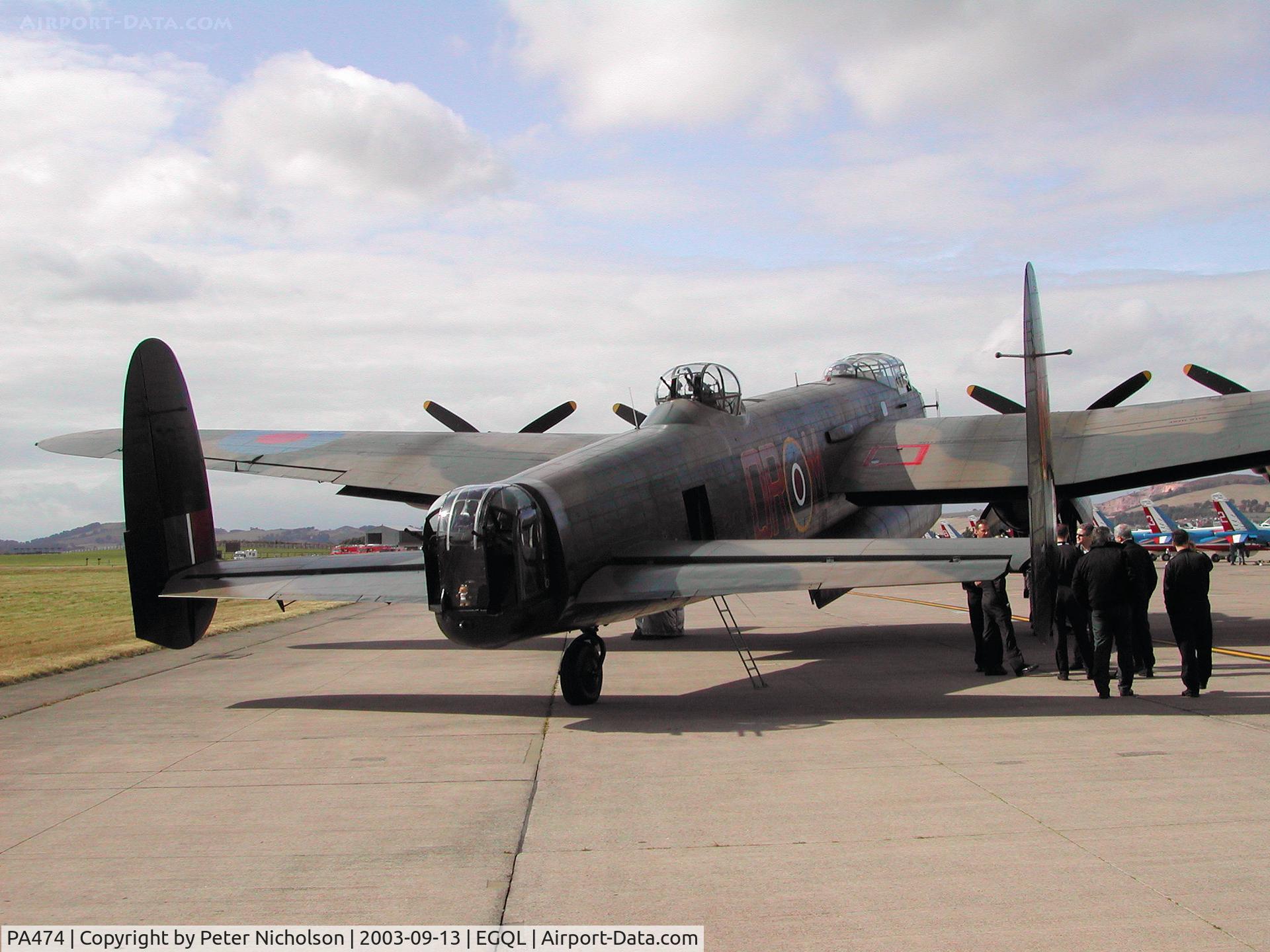 PA474, 1945 Avro 683 Lancaster B1 C/N VACH0052/D2973, Another view of the Lancaster I of the Royal Air Force's Battle of Britain Memorial Flight at RAF Coningsby on display at the 2003 RAF Leuchars Airshow.