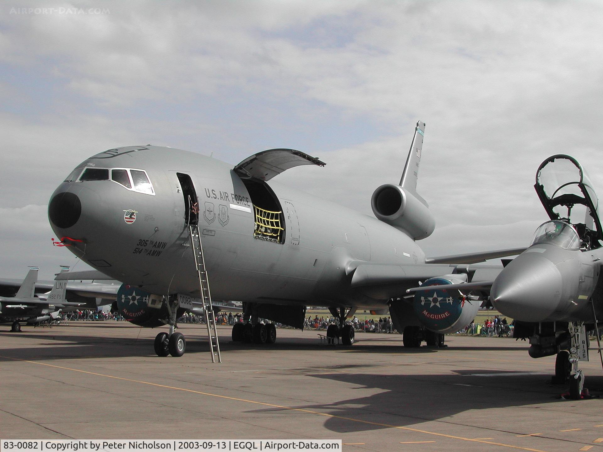83-0082, 1983 McDonnell Douglas KC-10A Extender C/N 48223, KC-10A Extender, callsign Opec 78, of the 305th Air Mobility Wing based at McGuire AFB on display at the 2003 RAF Leuchars Airshow.