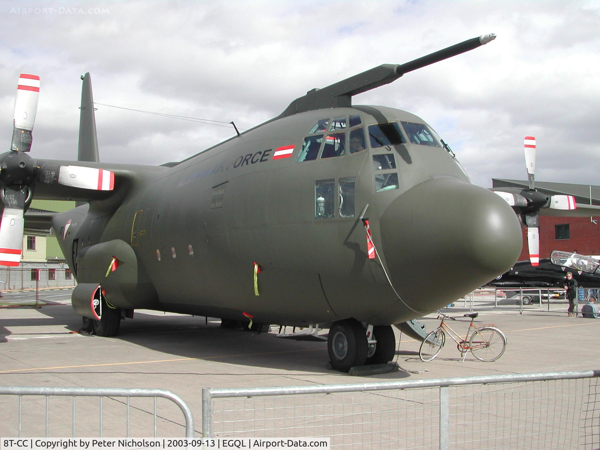 8T-CC, 1967 Lockheed C-130K Hercules C.1 C/N 382-4257, C-130K Hercules, callsign Bull 01, of the Austrian Air Force on  display at the 2003 RAF Leuchars Airshow.