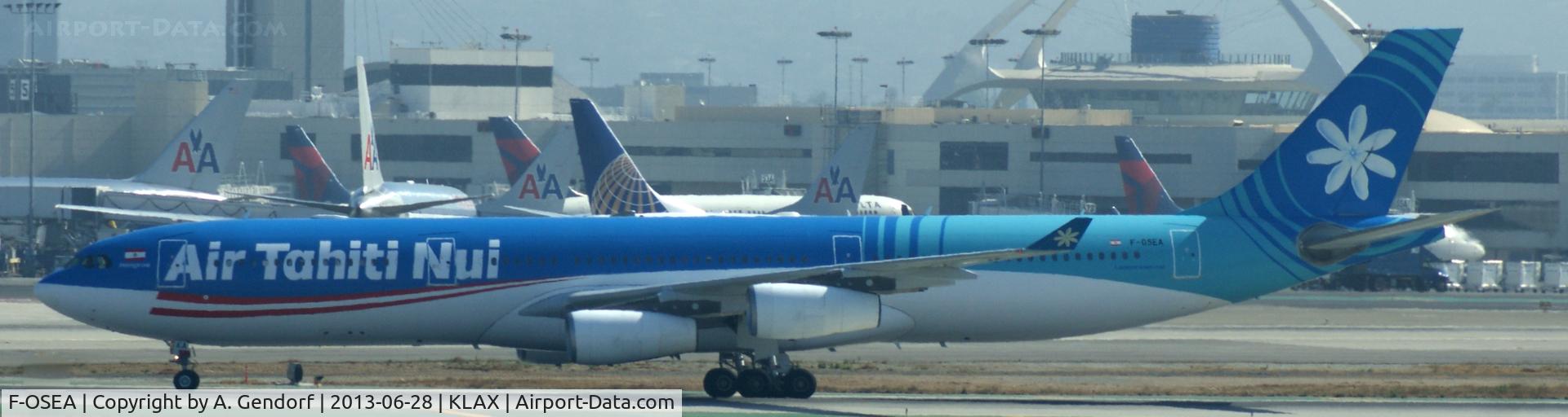 F-OSEA, 2001 Airbus A340-313 C/N 438, Air Tahiti Nui, seen here after landing on RWY 25L at Los Angeles Int´l(KLAX)