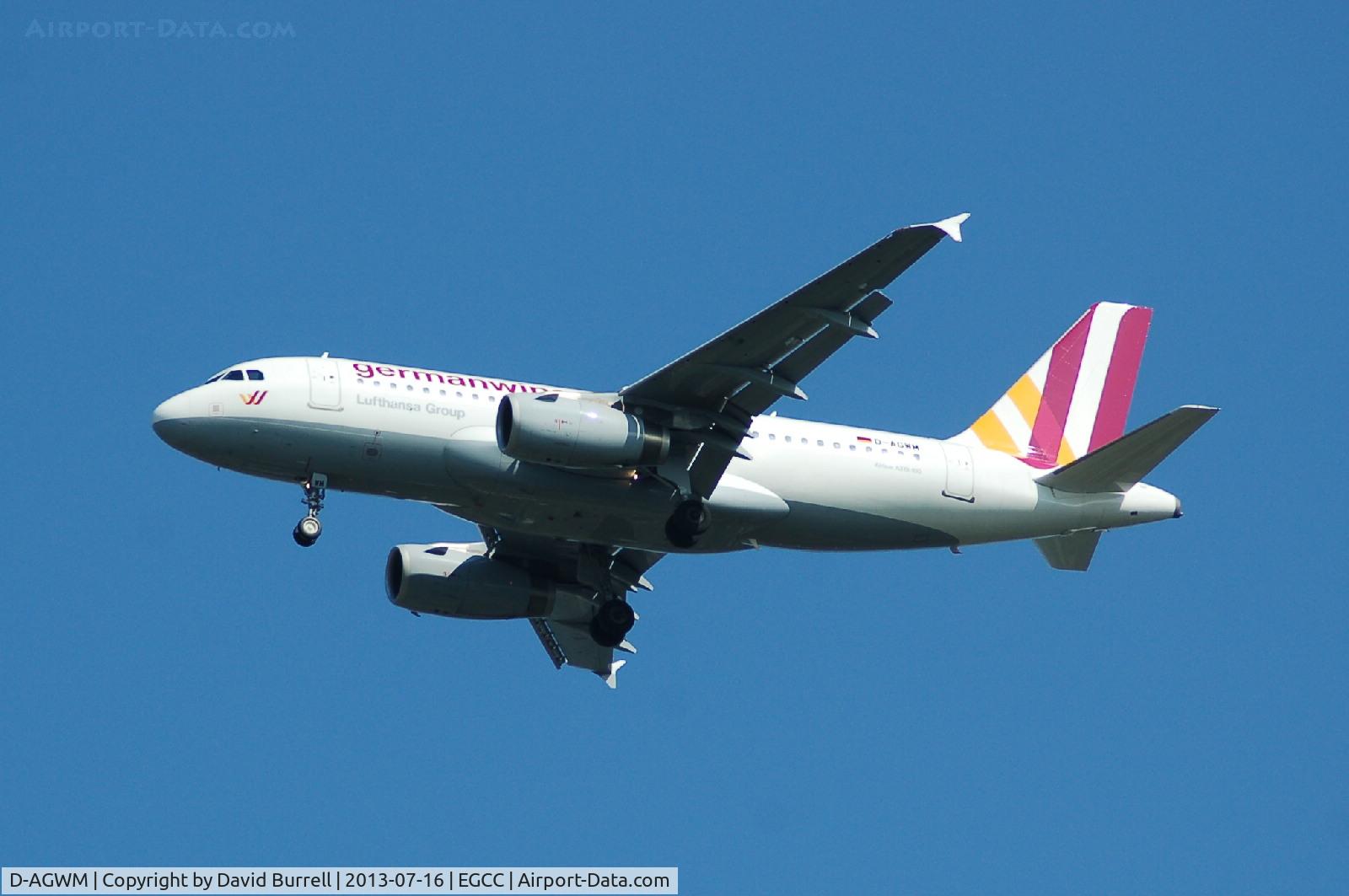 D-AGWM, 2009 Airbus A319-132 C/N 3839, German Wings Airbus A319 D-AGWM on approach to Manchester Airport.