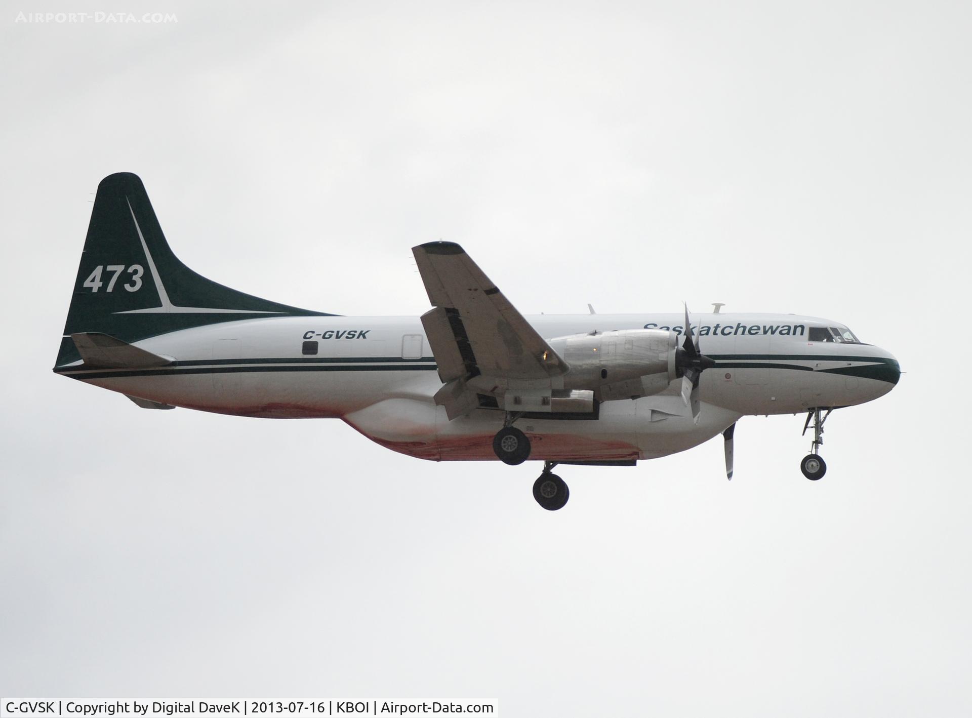 C-GVSK, 1955 Convair 340 C/N 238, West approach at KBOI. Fighting fire north of Boise, ID.