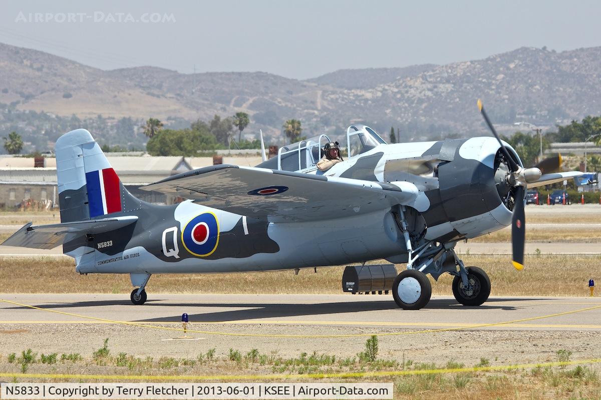 N5833, 1945 General Motors (Grumman) FM-2 Wildcat C/N 5833, At 2013 Wings Over Gillespie Airshow in San Diego , California