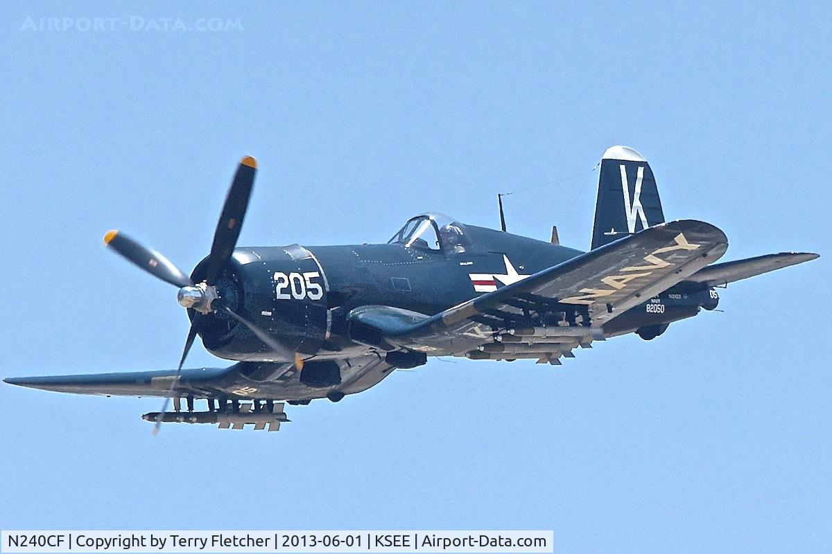 N240CF, 1945 Vought F4U-4 Corsair C/N 9513, At 2013 Wings Over Gillespie Airshow in San Diego , California