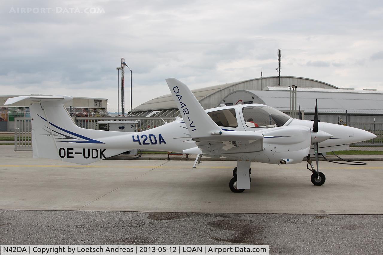 N42DA, 2013 Diamond DA-42NG Twin Star C/N 42.N117, refueling before delivery flight to US. OE-UDK is reg for delivery flight