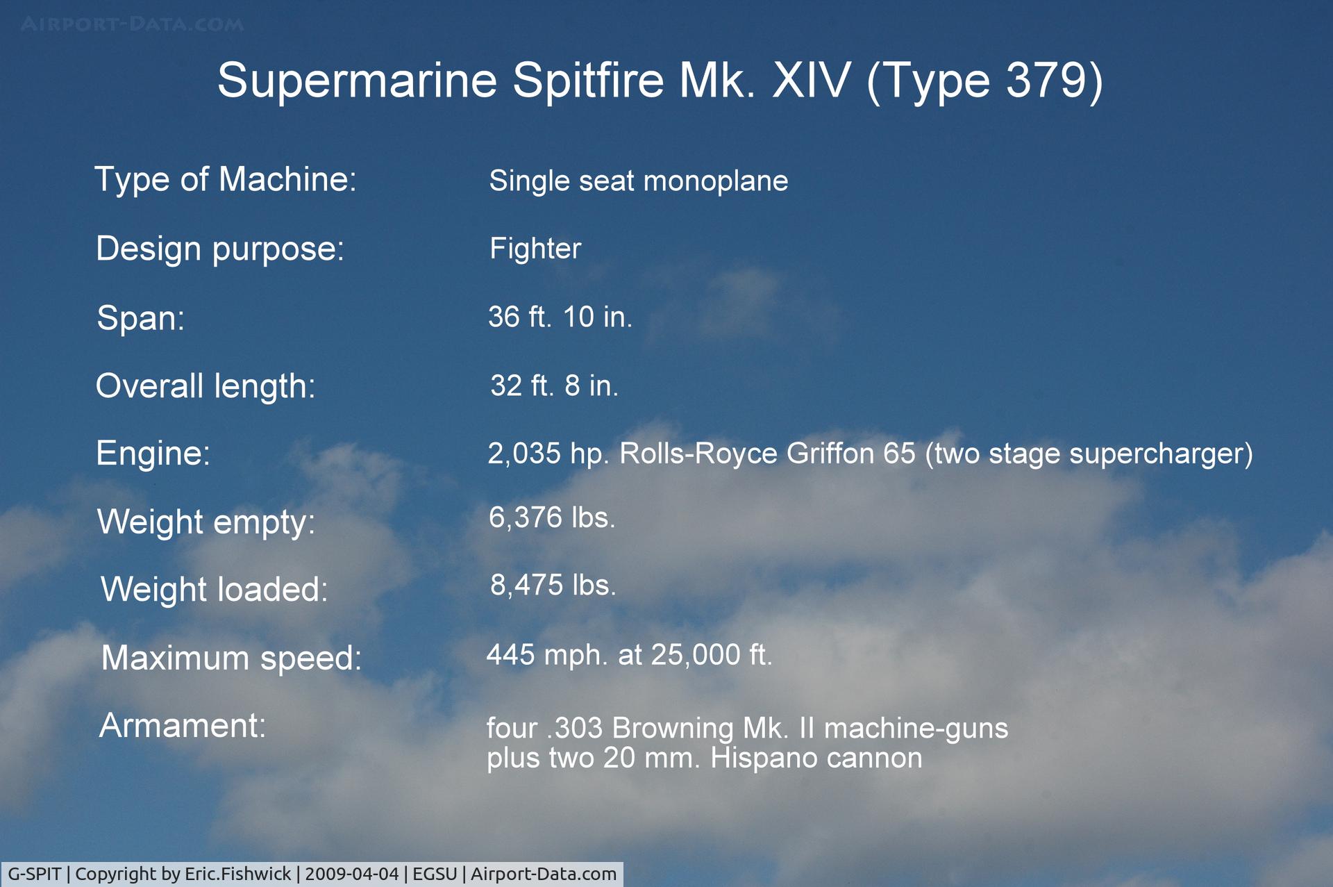 G-SPIT, 1944 Supermarine 379 Spitfire FR.XIV C/N 6S/649205, DESCRIPTION