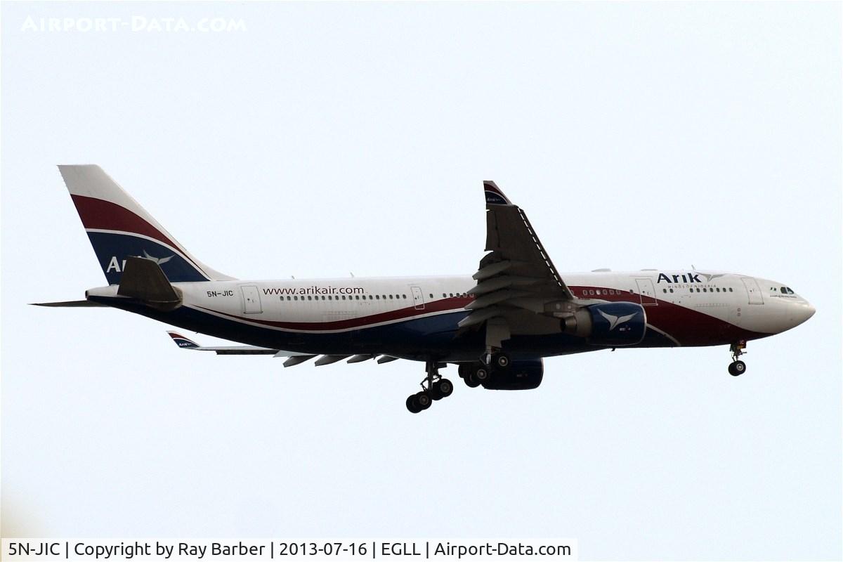 5N-JIC, 2008 Airbus A330-223 C/N 891, Airbus A330-223 [891] (Arik Air) Home~G 16/07/2013. On approach 27L first visit to Heathrow.