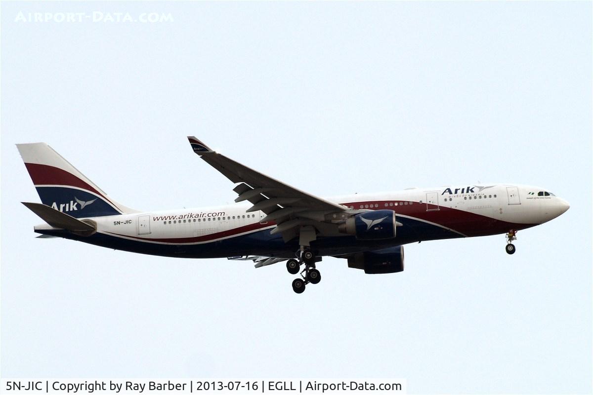 5N-JIC, 2008 Airbus A330-223 C/N 891, Airbus A330-223 [891] (Arik Air) Home~G 16/07/2013. On approach 27L first visit to Heathrow.