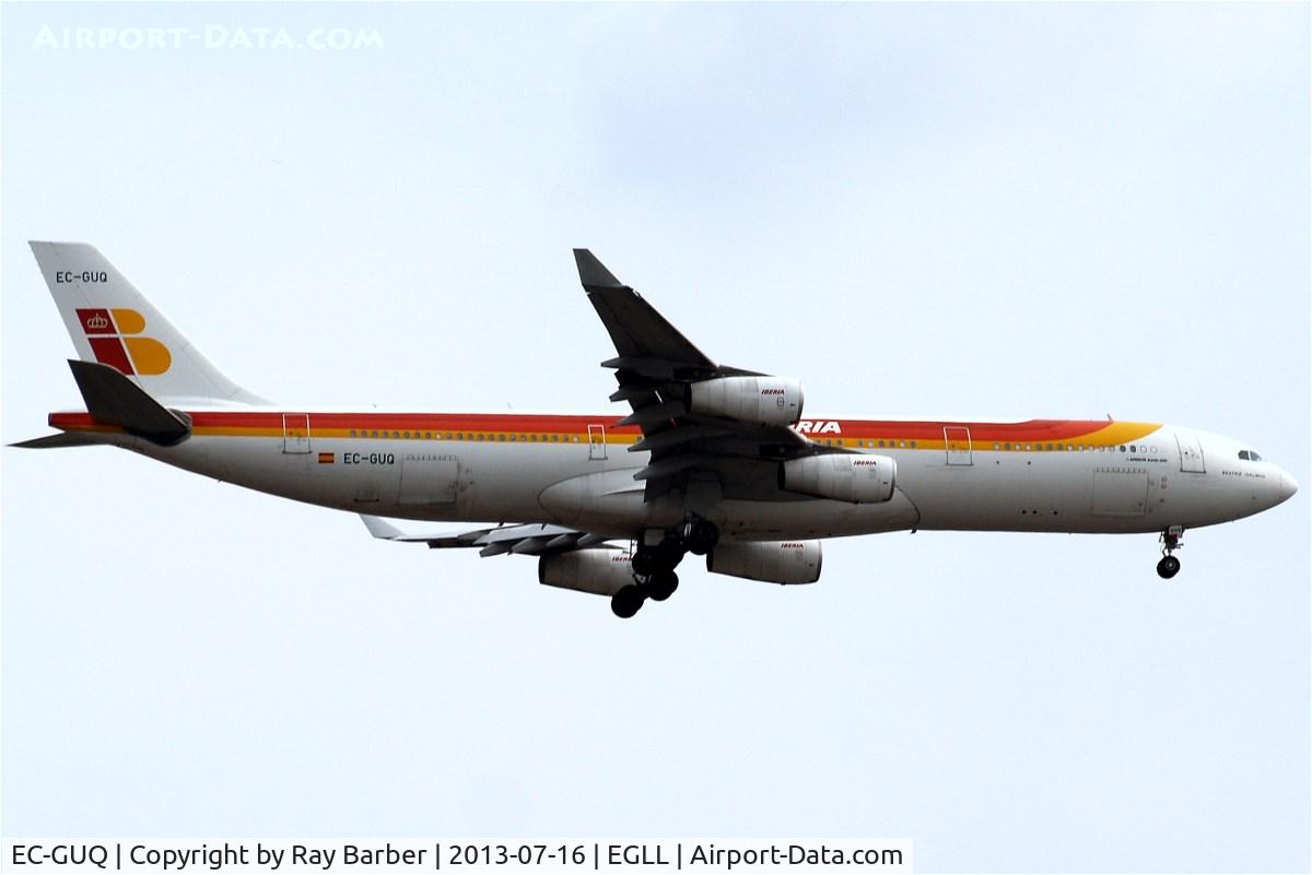 EC-GUQ, 1998 Airbus A340-313X C/N 221, Airbus A340-313X [221] (Iberia) Home~G 16/07/2013. On approach 27L.