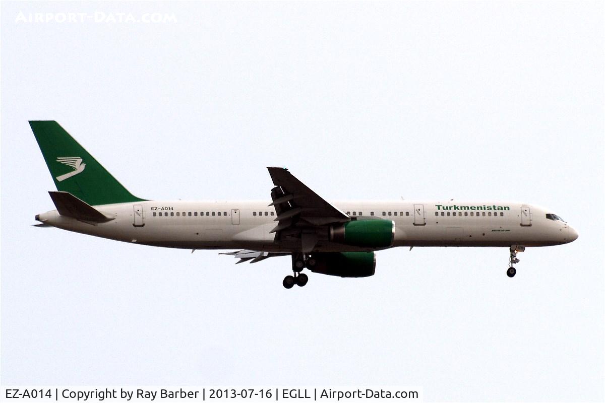EZ-A014, 2001 Boeing 757-22K C/N 30863, Boeing 757-22K [30863] (Turkmenistan Airlines) Home~G 16/07/2013. On approach 27L.
