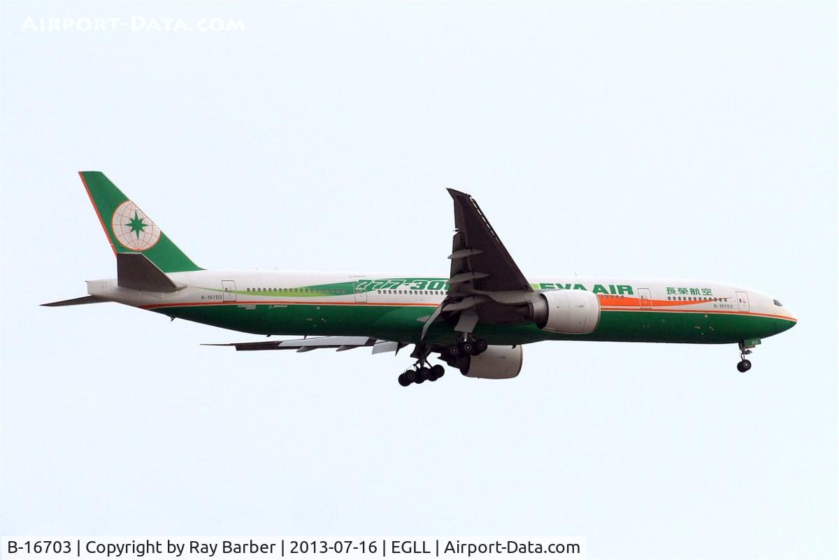 B-16703, 2006 Boeing 777-35E/ER C/N 32643, Boeing 777-35EER [32643] (EVA Airways) Home~G 16/07/2013. On approach 27L.