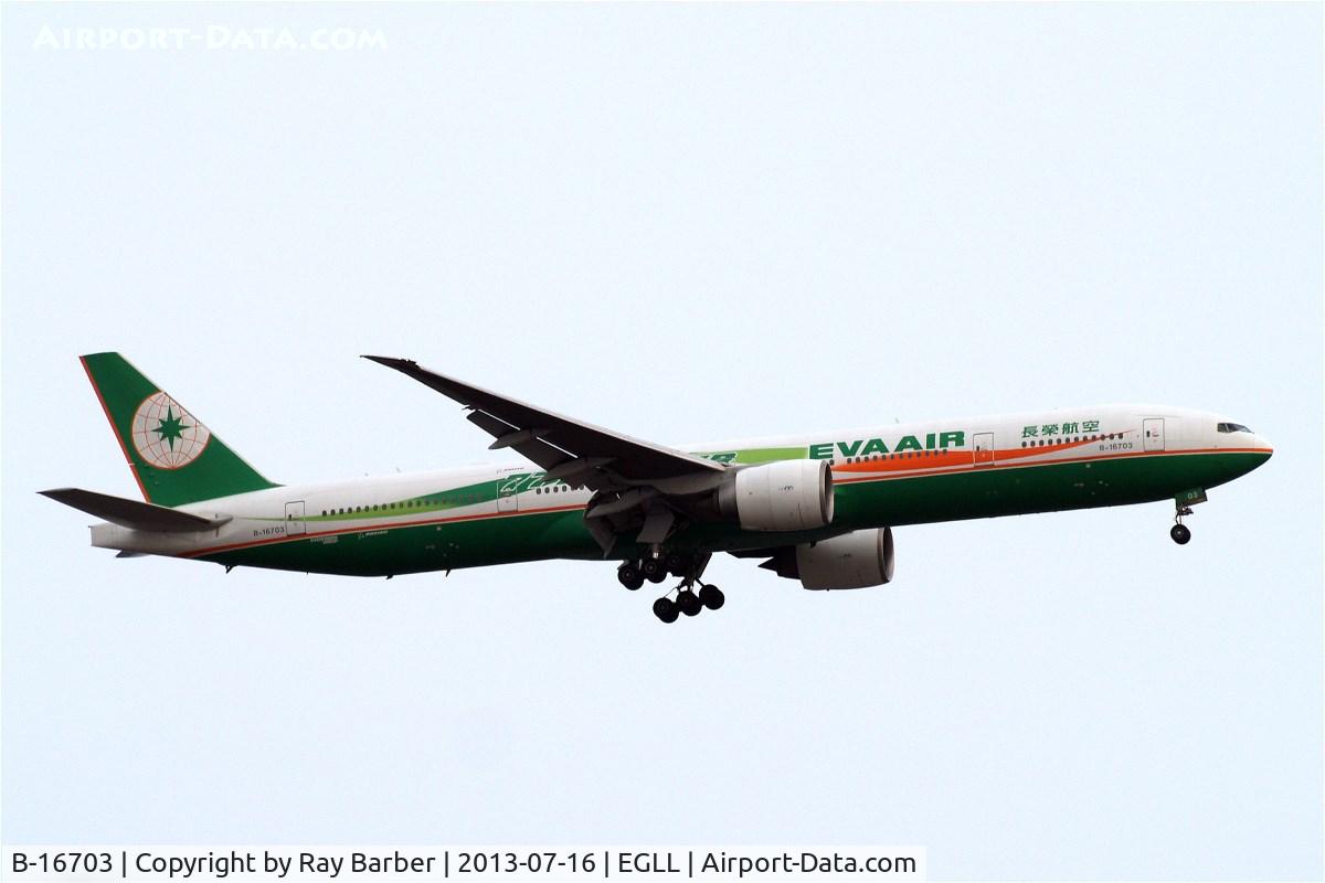 B-16703, 2006 Boeing 777-35E/ER C/N 32643, Boeing 777-35EER [32643] (EVA Airways) Home~G 16/07/2013. On approach 27L.